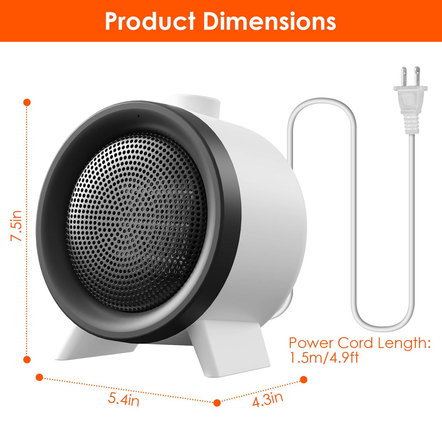 1000W Electric Space Heater Ceramic Heater Fan Heating Fan with 3 Modes 3S Fast Heating Tip over Overheating Protection for Home Office Dormitry - Image 7
