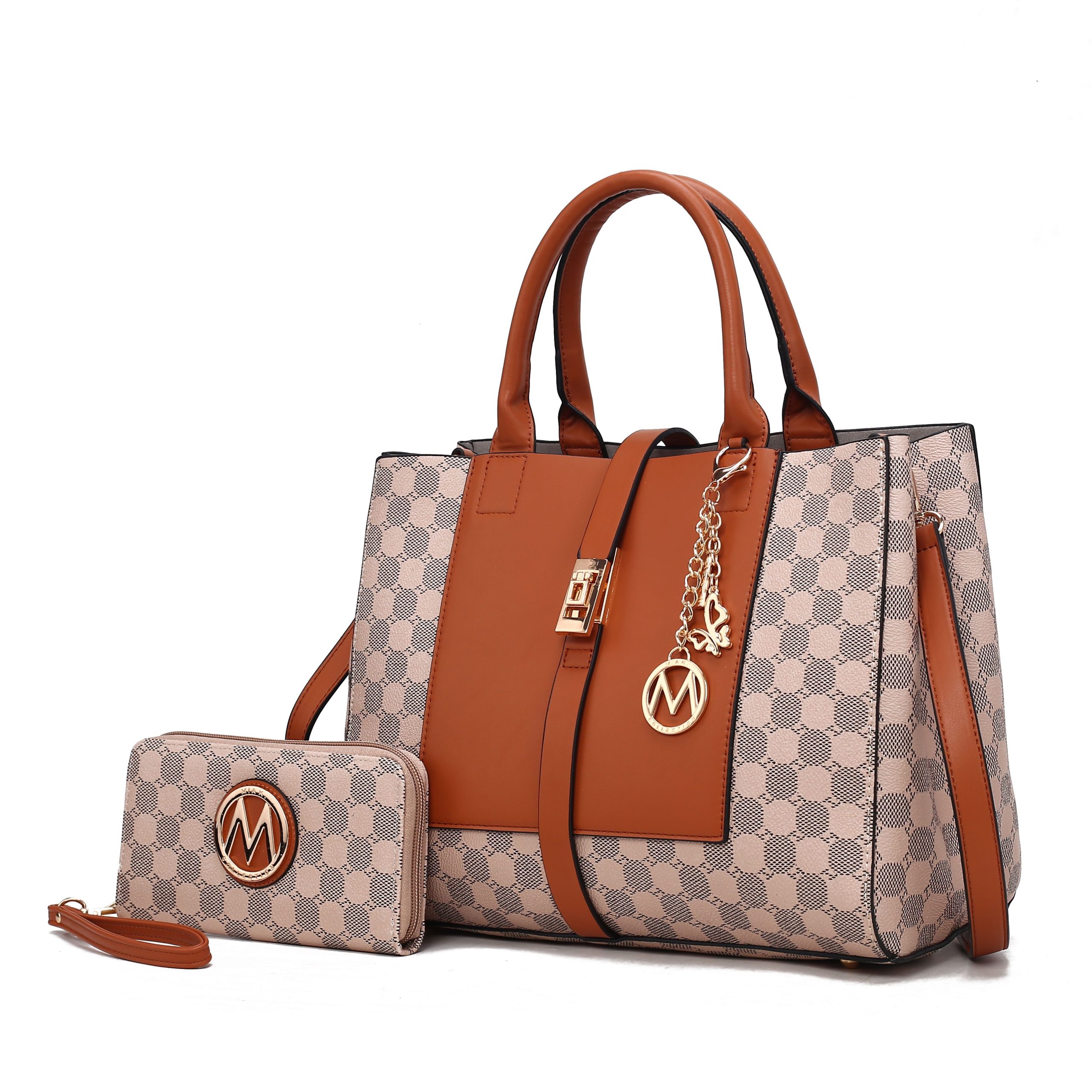 MKF Collection Yuliana 2-Piece Women’s Handbag Set, Printed Satchel Purse with Matching Wallet, Stylish Vegan Leather Crossbody Bag by Mia K