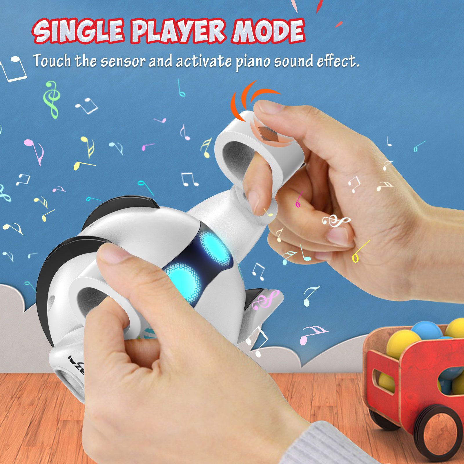 (ABC)Robot Toy for Kids, Rolling with Music, Touch Sensitive Play Song, Multi Persons Music Interaction, Applause Activated Wake Up, Auto Standby Mode, Gift for Toddlers Boys Girls Ages 1, 2, 3-8 - Image 3
