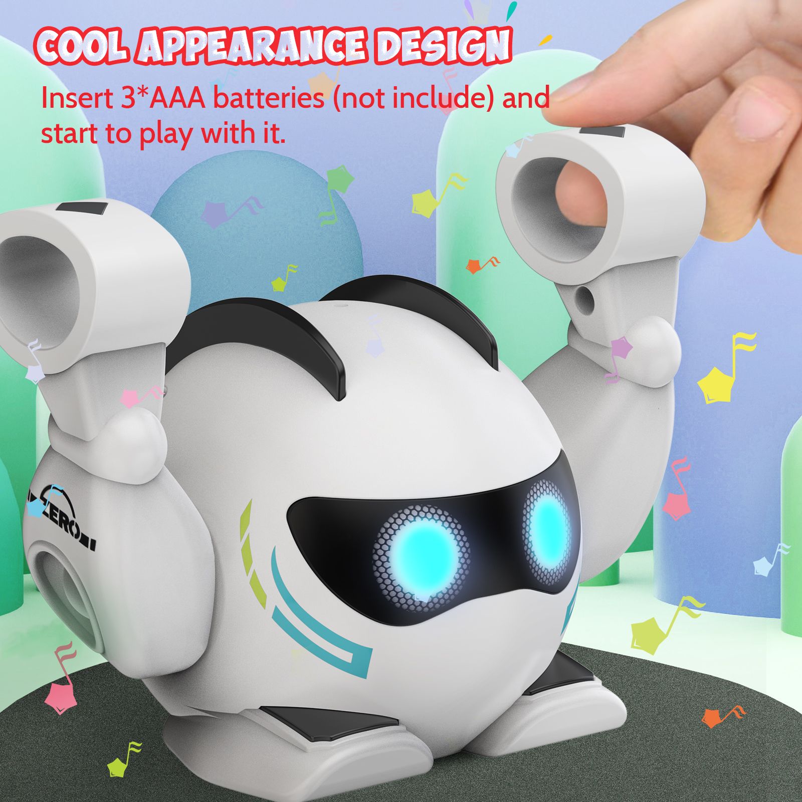(ABC)Robot Toy for Kids, Rolling with Music, Touch Sensitive Play Song, Multi Persons Music Interaction, Applause Activated Wake Up, Auto Standby Mode, Gift for Toddlers Boys Girls Ages 1, 2, 3-8 - Image 8
