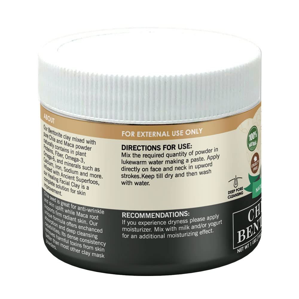 Chia & Maca Bentonite Clay Natural Face Mask Powder, 1 Pound (454gm) Jar by Pride Of India - Image 6