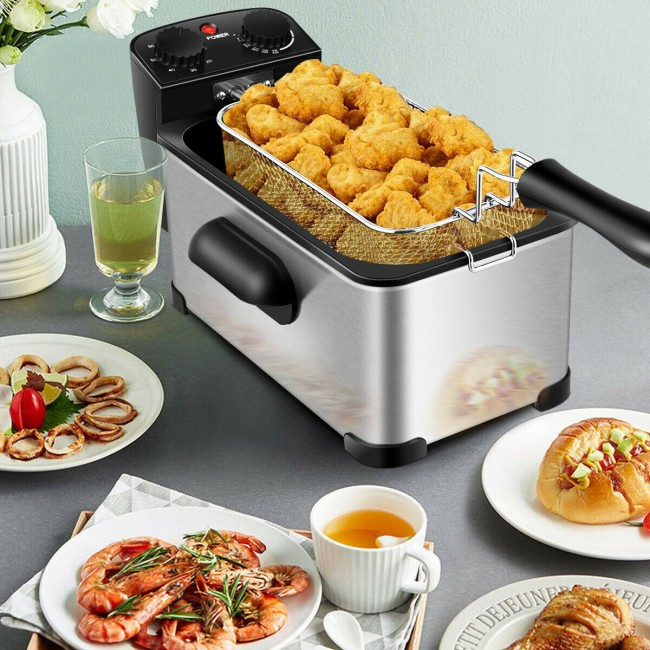 3.2 Quart Electric Stainless Steel Deep Fryer with Timer - Image 2