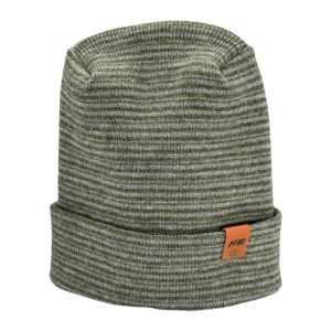 Modern Theta Stitch Contrast Cuffed Beanie (Patent Pending Design)-Gray/Green, Made in USA