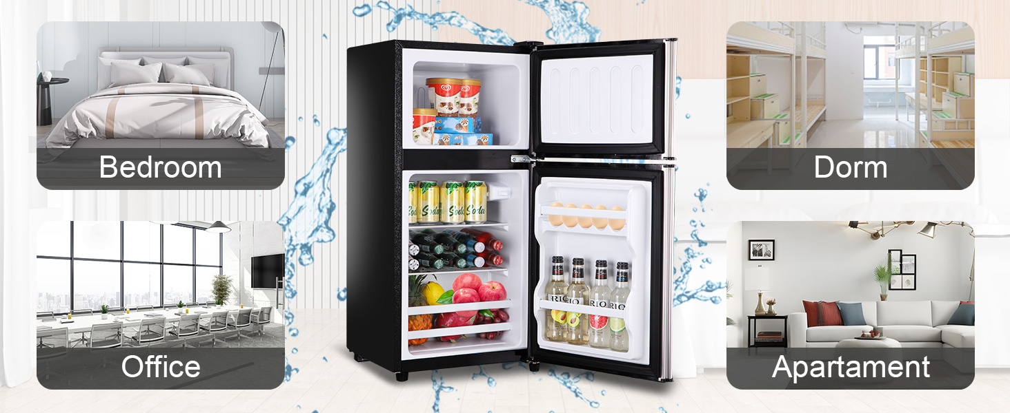 3.5Cu.Ft Compact Refrigerator Mini Fridge with Freezer, Small Refrigerator with 2 Door, 7 Level Thermostat Removable Shelves for Kitchen, Dorm, Apartment, Bar - Image 25