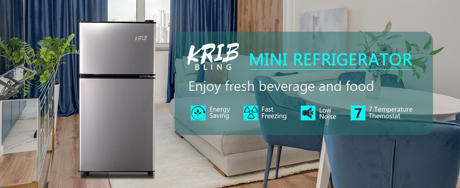 3.5Cu.Ft Compact Refrigerator Mini Fridge with Freezer, Small Refrigerator with 2 Door, 7 Level Thermostat Removable Shelves for Kitchen, Dorm, Apartment, Bar - Image 26