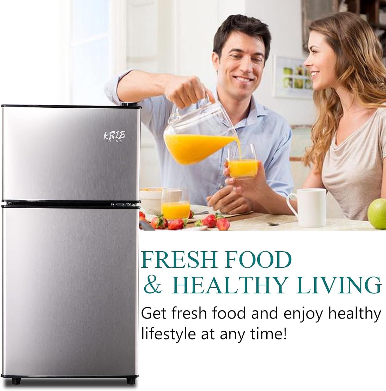 3.5Cu.Ft Compact Refrigerator Mini Fridge with Freezer, Small Refrigerator with 2 Door, 7 Level Thermostat Removable Shelves for Kitchen, Dorm, Apartment, Bar - Image 17
