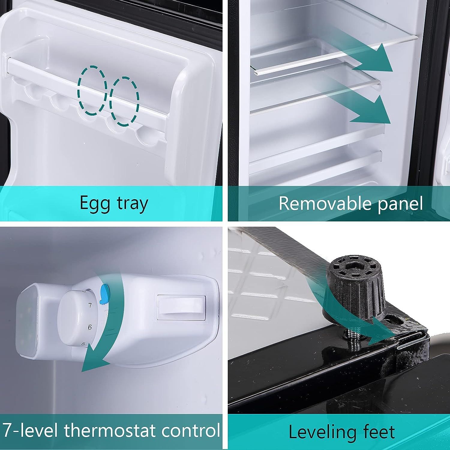 3.5Cu.Ft Compact Refrigerator Mini Fridge with Freezer, Small Refrigerator with 2 Door, 7 Level Thermostat Removable Shelves for Kitchen, Dorm, Apartment, Bar - Image 19