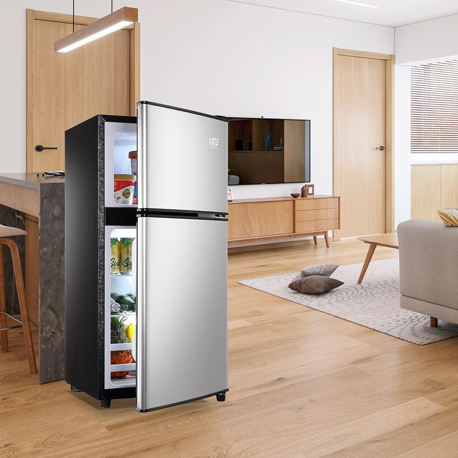 3.5Cu.Ft Compact Refrigerator Mini Fridge with Freezer, Small Refrigerator with 2 Door, 7 Level Thermostat Removable Shelves for Kitchen, Dorm, Apartment, Bar - Image 22