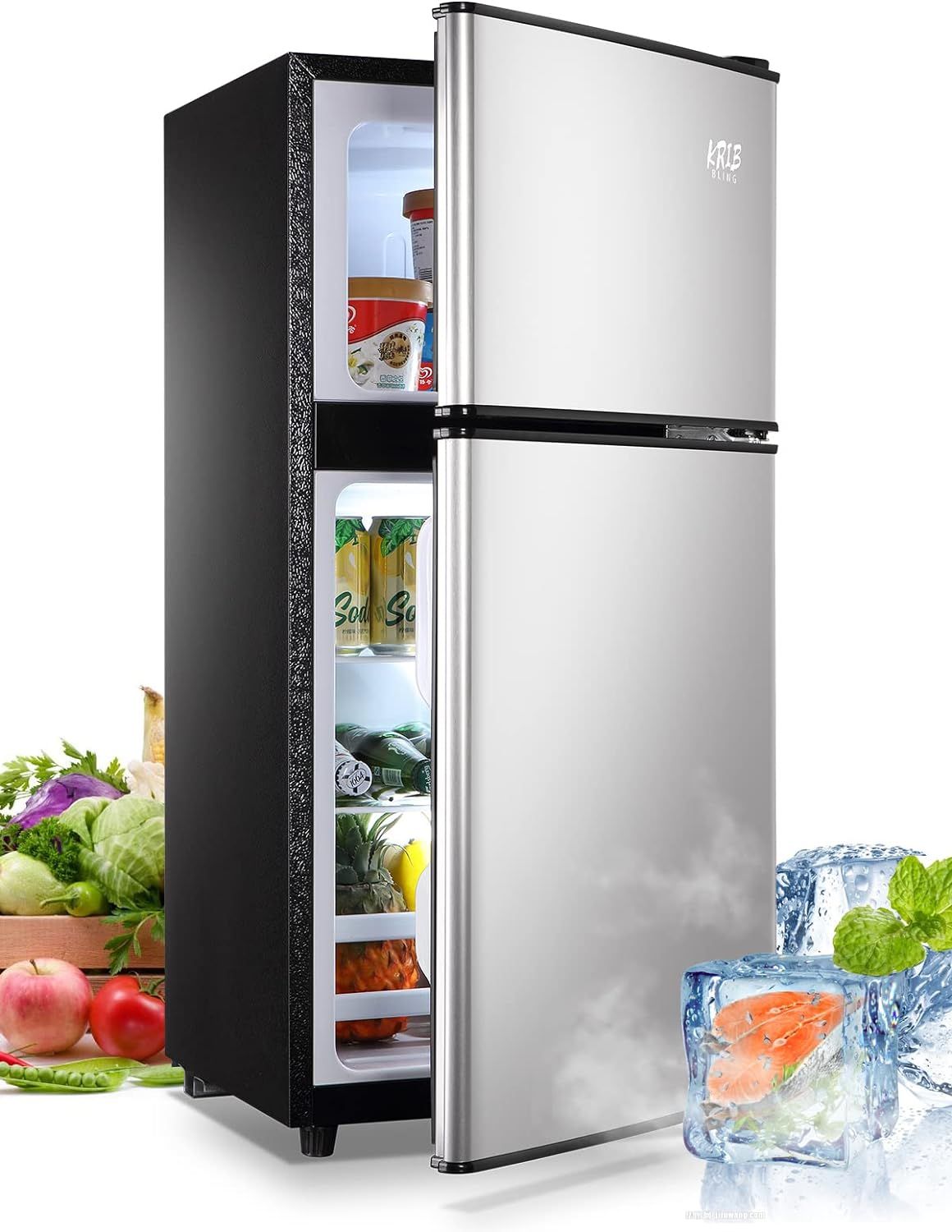 3.5Cu.Ft Compact Refrigerator Mini Fridge with Freezer, Small Refrigerator with 2 Door, 7 Level Thermostat Removable Shelves for Kitchen, Dorm, Apartment, Bar - Image 13