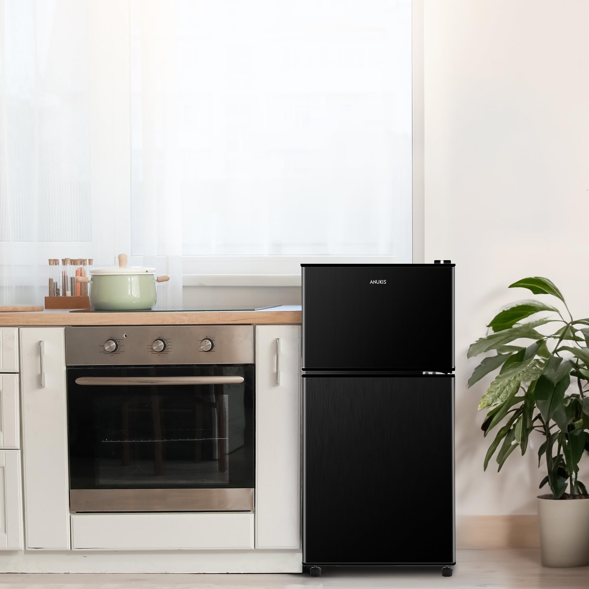 3.5Cu.Ft Compact Refrigerator Mini Fridge with Freezer, Small Refrigerator with 2 Door, 7 Level Thermostat Removable Shelves for Kitchen, Dorm, Apartment, Bar - Image 3