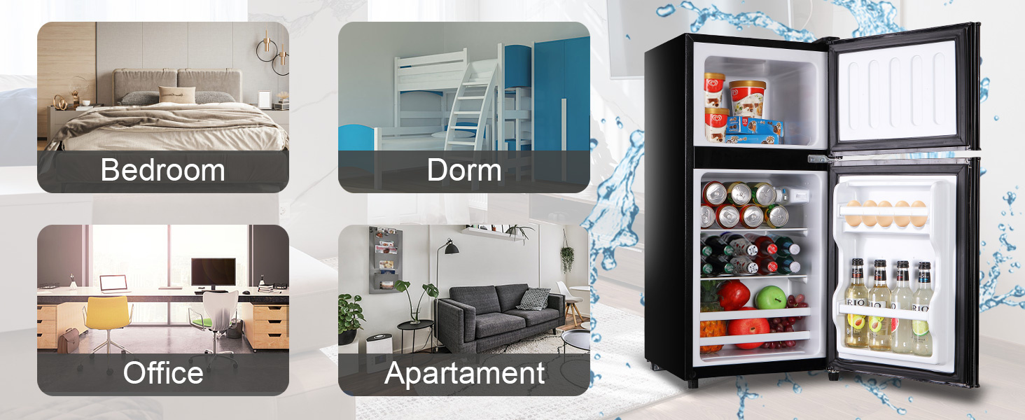 3.5Cu.Ft Compact Refrigerator Mini Fridge with Freezer, Small Refrigerator with 2 Door, 7 Level Thermostat Removable Shelves for Kitchen, Dorm, Apartment, Bar - Image 8
