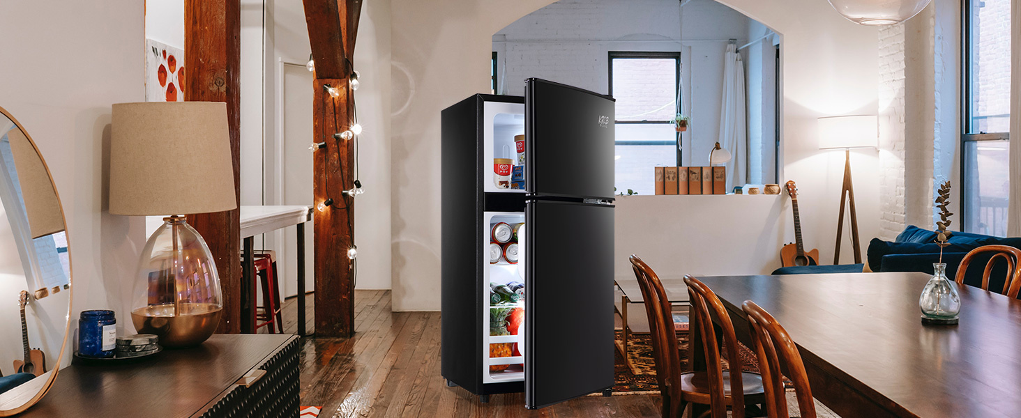 3.5Cu.Ft Compact Refrigerator Mini Fridge with Freezer, Small Refrigerator with 2 Door, 7 Level Thermostat Removable Shelves for Kitchen, Dorm, Apartment, Bar - Image 9