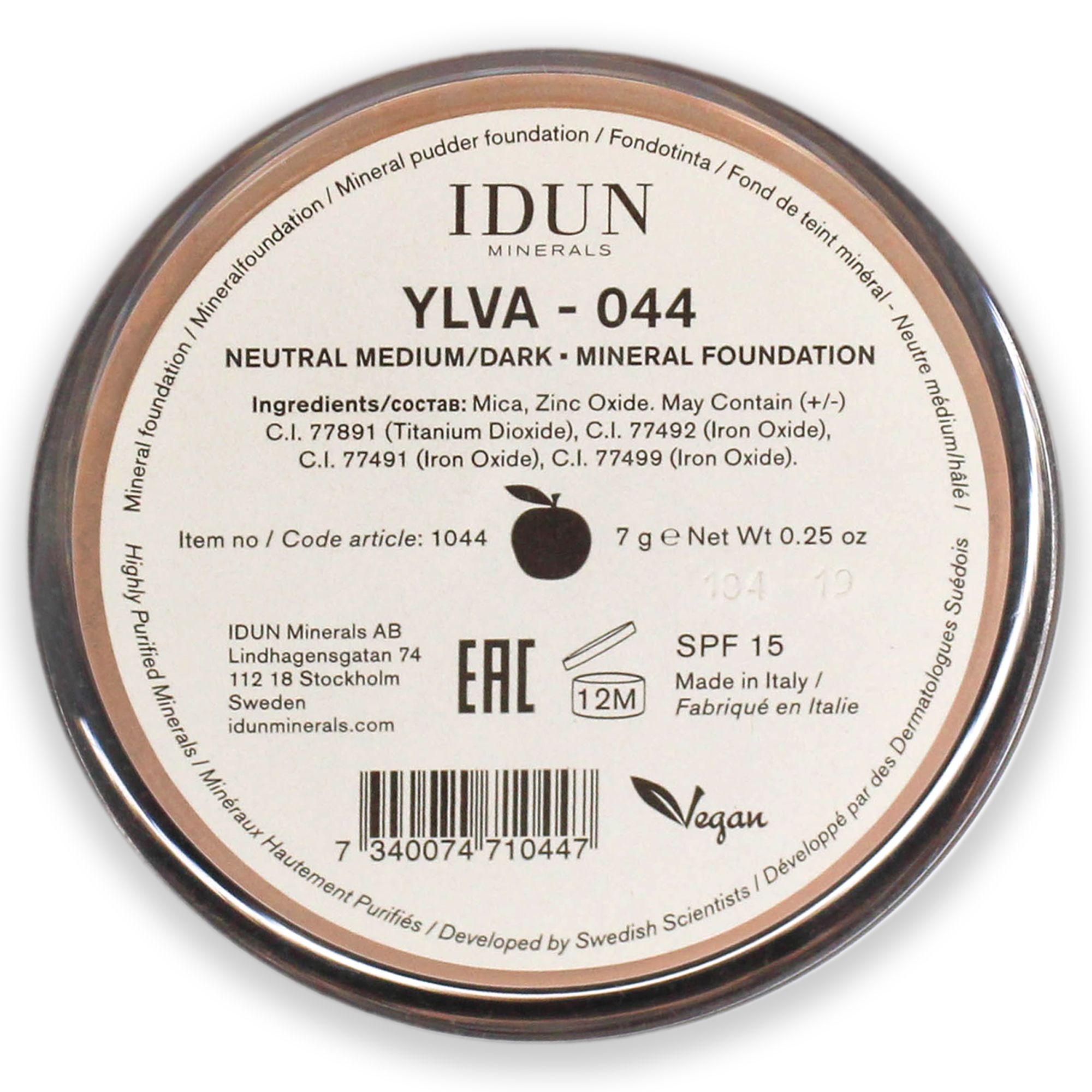Mineral Powder Foundation SPF 15 - 044 Ylva by Idun Minerals for Women - 0.25 oz Foundation - Image 2