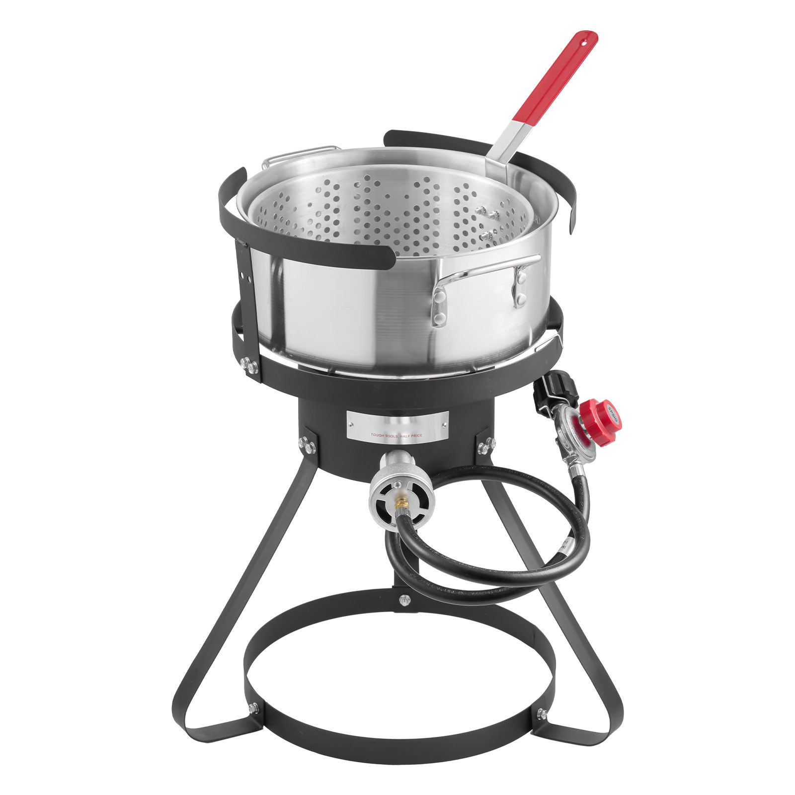 10 Qt Fish and Wing Fryer, Aluminum Propane Fish Fryer Kit, Outdoor Deep Fryer Seafood Pot with Thermometer, Strainer Basket, and 54,000 BTUs Propane Burners, for Outdoor and Backyard Cooking - Image 6
