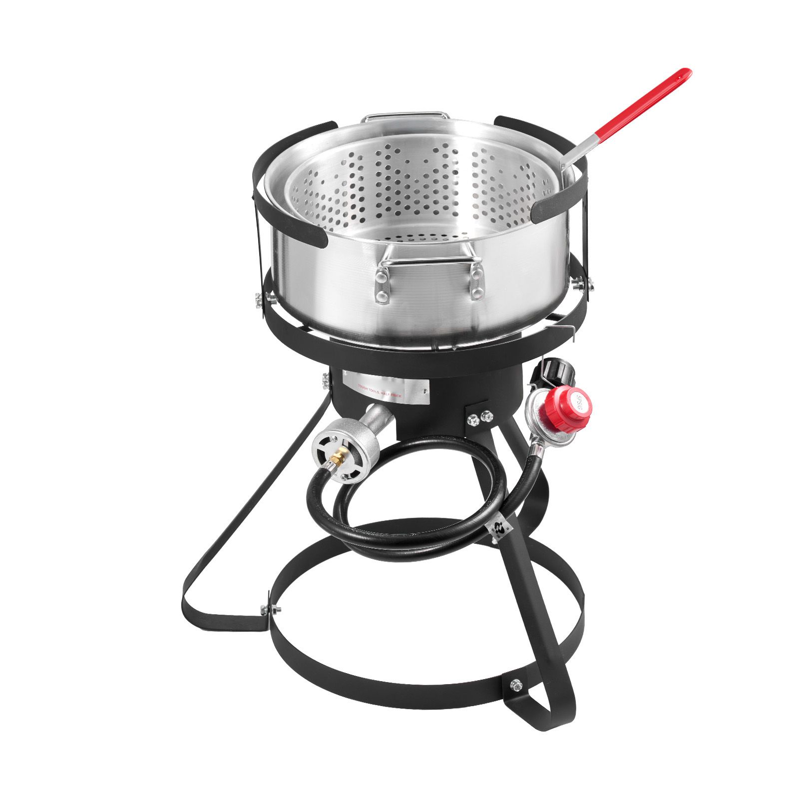 10 Qt Fish and Wing Fryer, Aluminum Propane Fish Fryer Kit, Outdoor Deep Fryer Seafood Pot with Thermometer, Strainer Basket, and 54,000 BTUs Propane Burners, for Outdoor and Backyard Cooking - Image 7