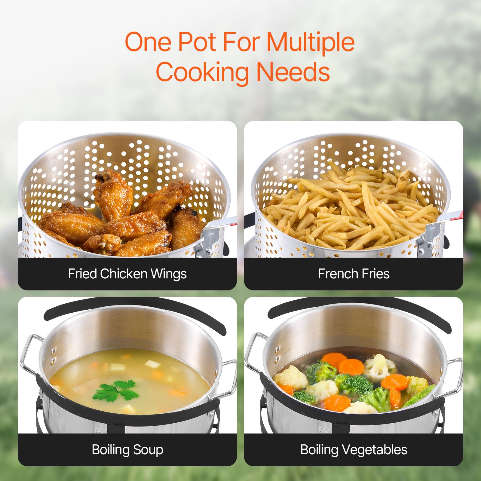 10 Qt Fish and Wing Fryer, Aluminum Propane Fish Fryer Kit, Outdoor Deep Fryer Seafood Pot with Thermometer, Strainer Basket, and 54,000 BTUs Propane Burners, for Outdoor and Backyard Cooking - Image 8