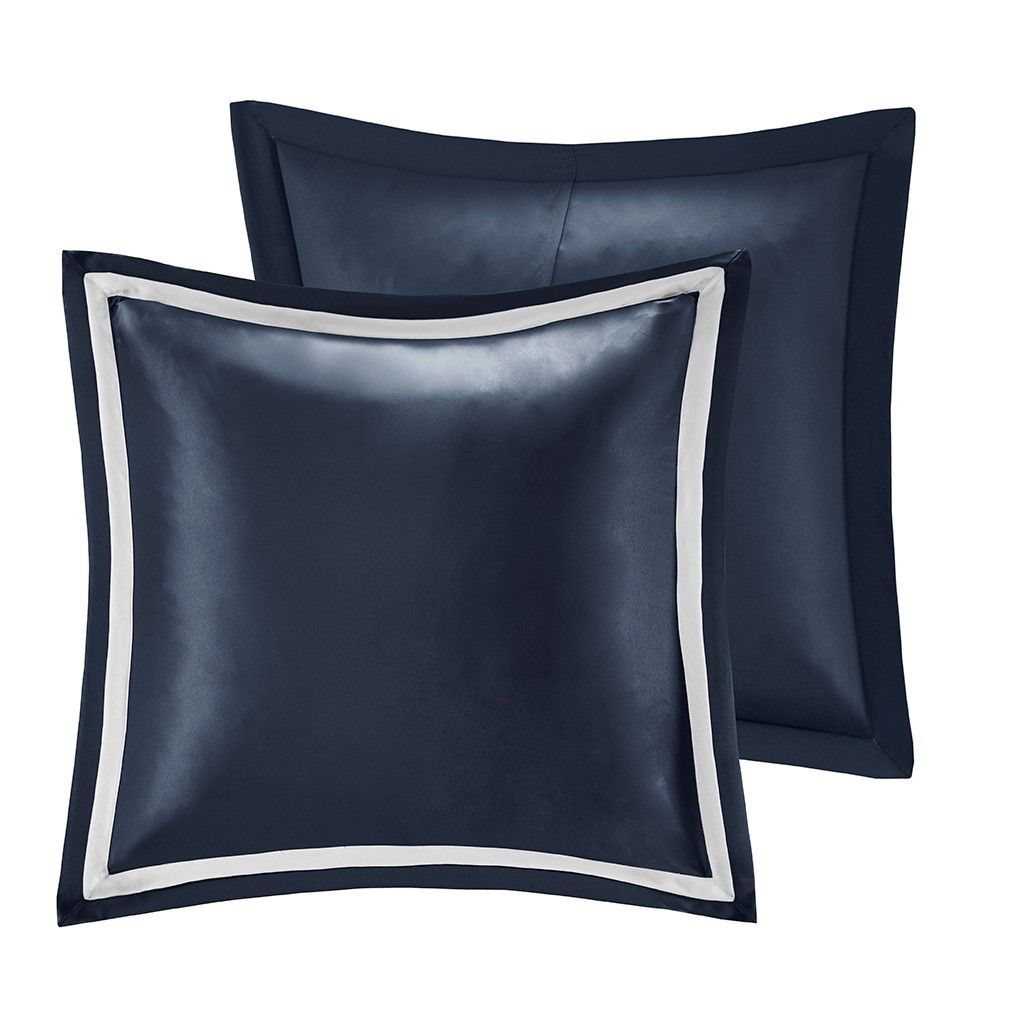 8 Piece Jacquard Comforter Set Navy/Silver King - Image 11