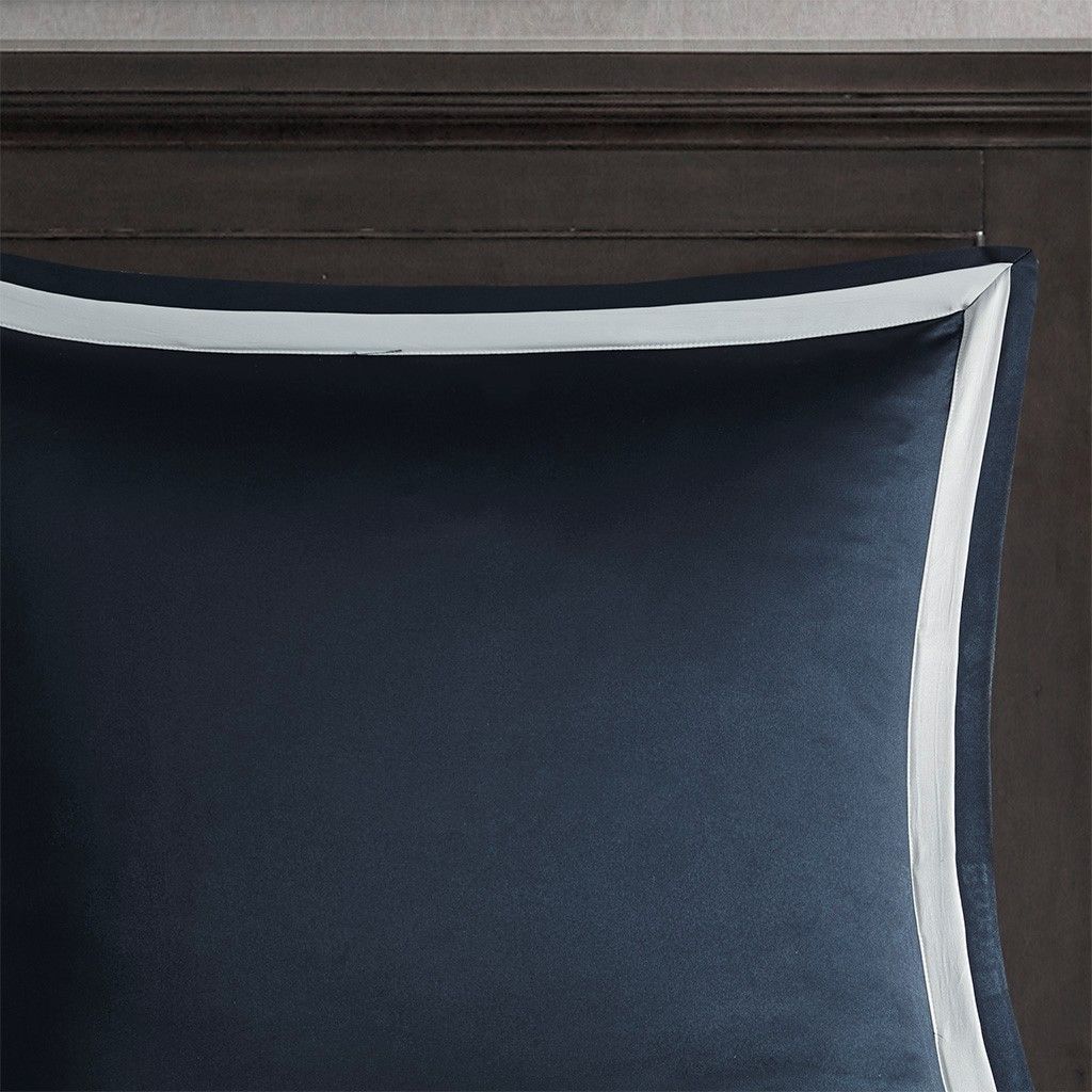 8 Piece Jacquard Comforter Set Navy/Silver King - Image 9