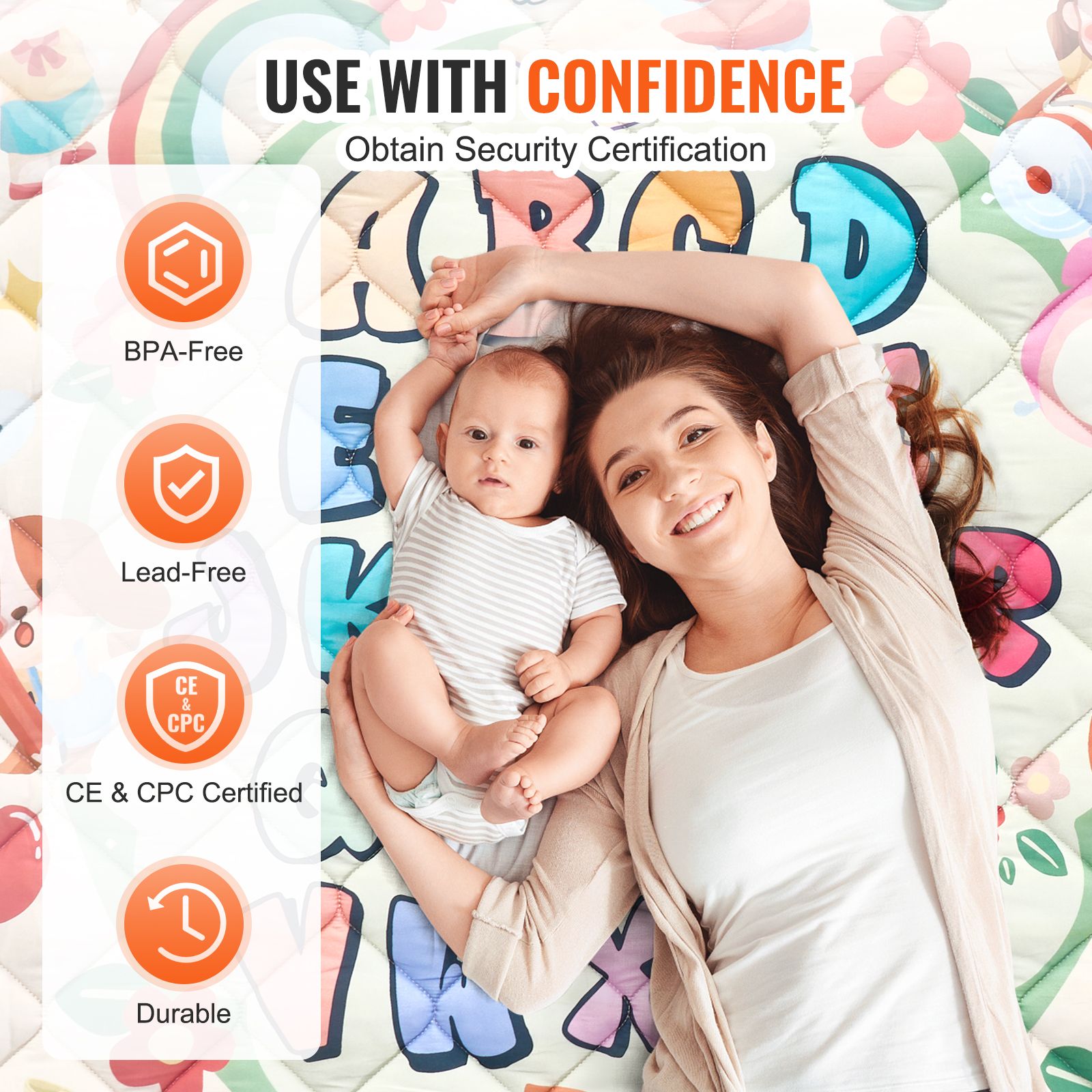 Baby Play Mat, 59"x71" Baby Crawling Mat, Non-Slip One-Piece Thickened Soft Baby Playmat, Foldable Rollable Floor Mat, Waterproof Activity Playmats for Babies,Toddlers, Infants, Machine Washable - Image 3
