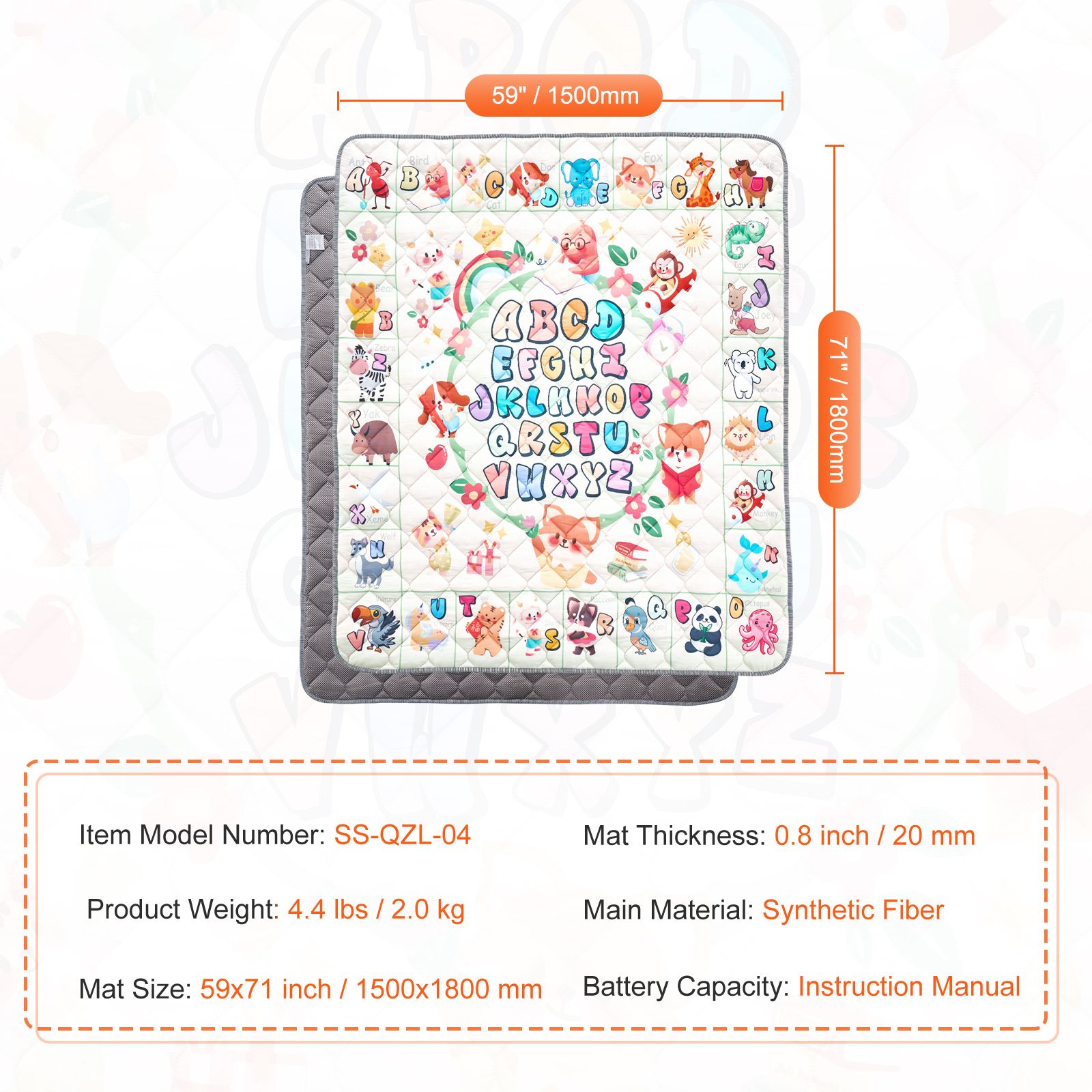 Baby Play Mat, 59"x71" Baby Crawling Mat, Non-Slip One-Piece Thickened Soft Baby Playmat, Foldable Rollable Floor Mat, Waterproof Activity Playmats for Babies,Toddlers, Infants, Machine Washable - Image 7