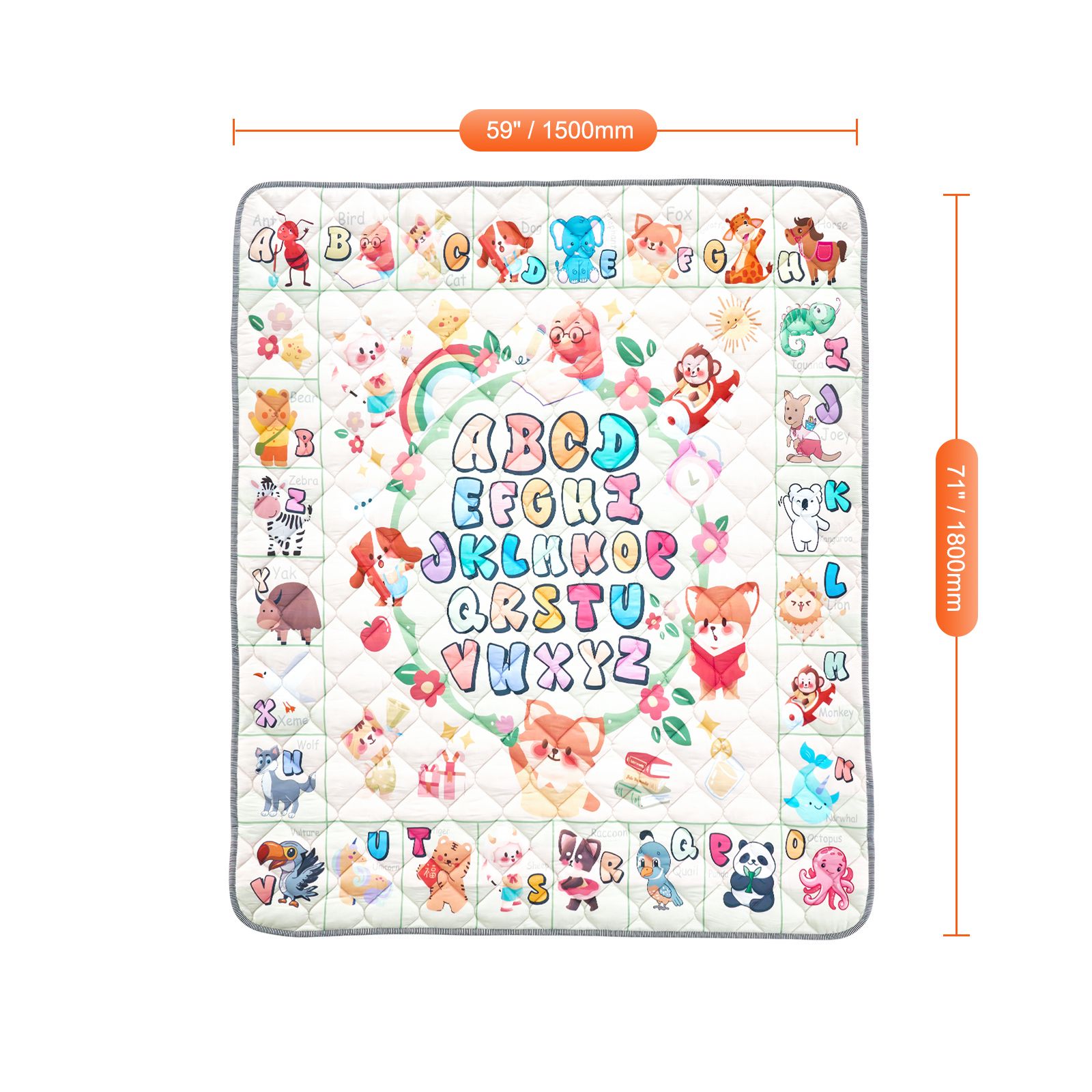 Baby Play Mat, 59"x71" Baby Crawling Mat, Non-Slip One-Piece Thickened Soft Baby Playmat, Foldable Rollable Floor Mat, Waterproof Activity Playmats for Babies,Toddlers, Infants, Machine Washable - Image 8