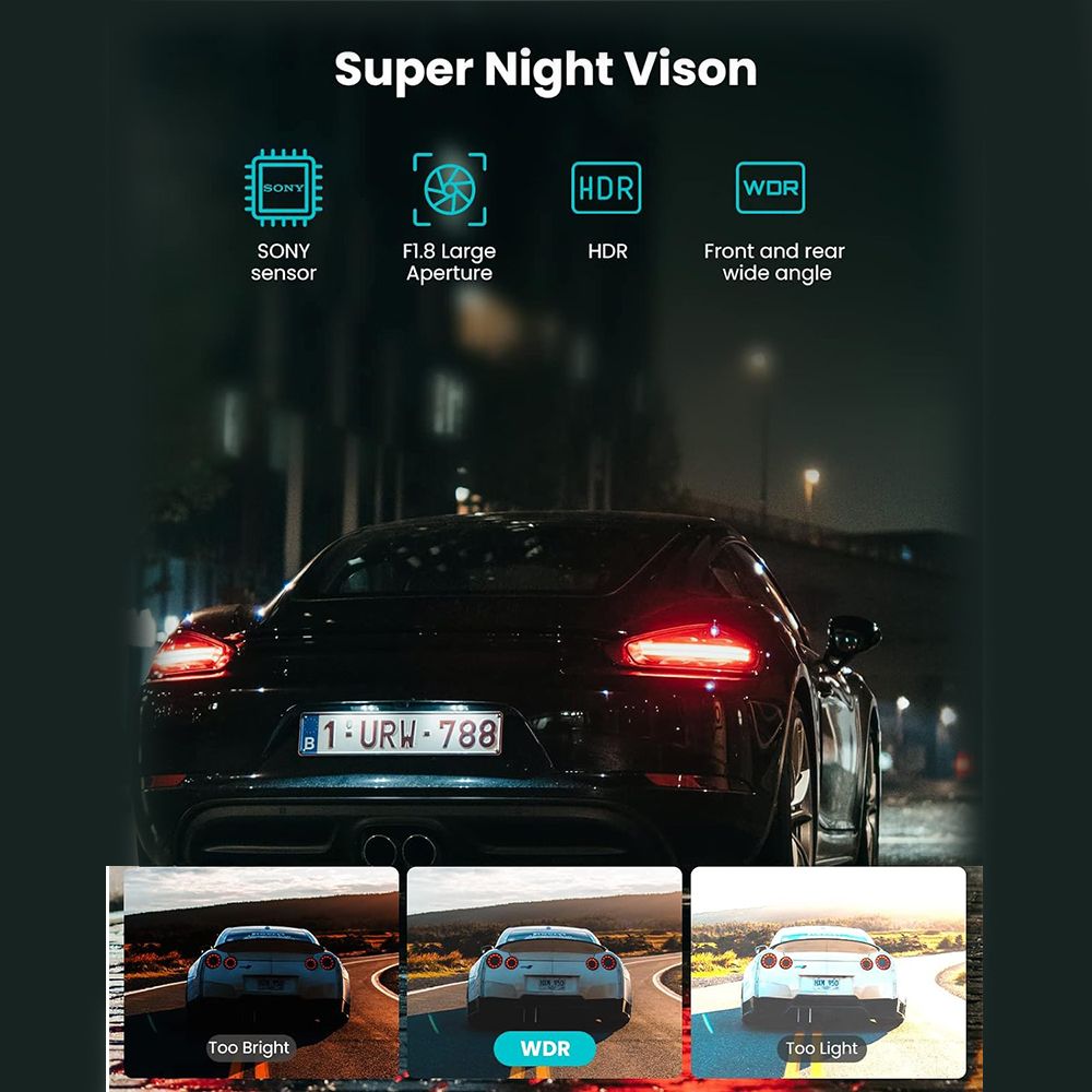 Front and rear Dash Cam, with 64GB card, 3.8 "4K UHD Wifi GPS touchscreen - Image 4