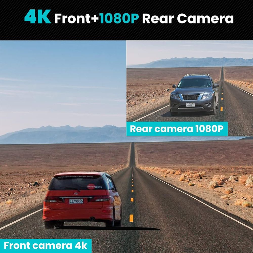 Front and rear Dash Cam, with 64GB card, 3.8 "4K UHD Wifi GPS touchscreen - Image 7