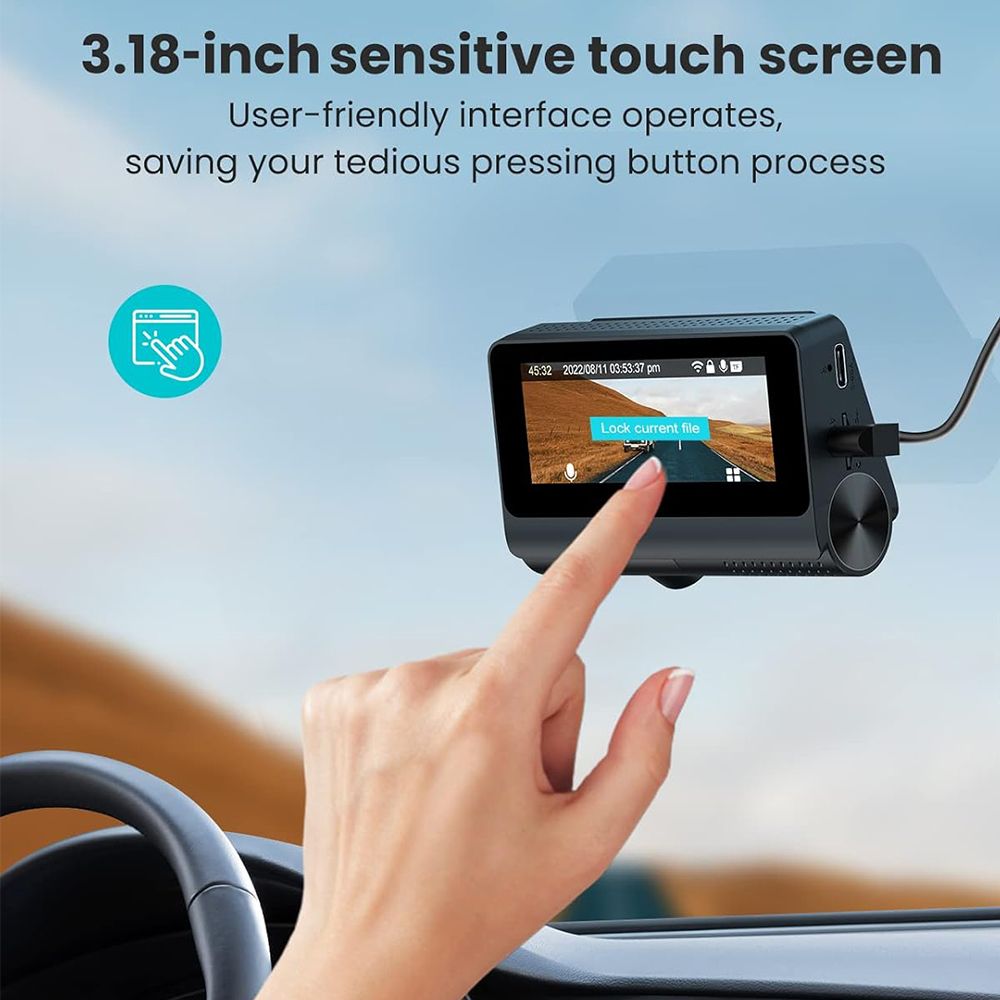 Front and rear Dash Cam, with 64GB card, 3.8 "4K UHD Wifi GPS touchscreen - Image 8