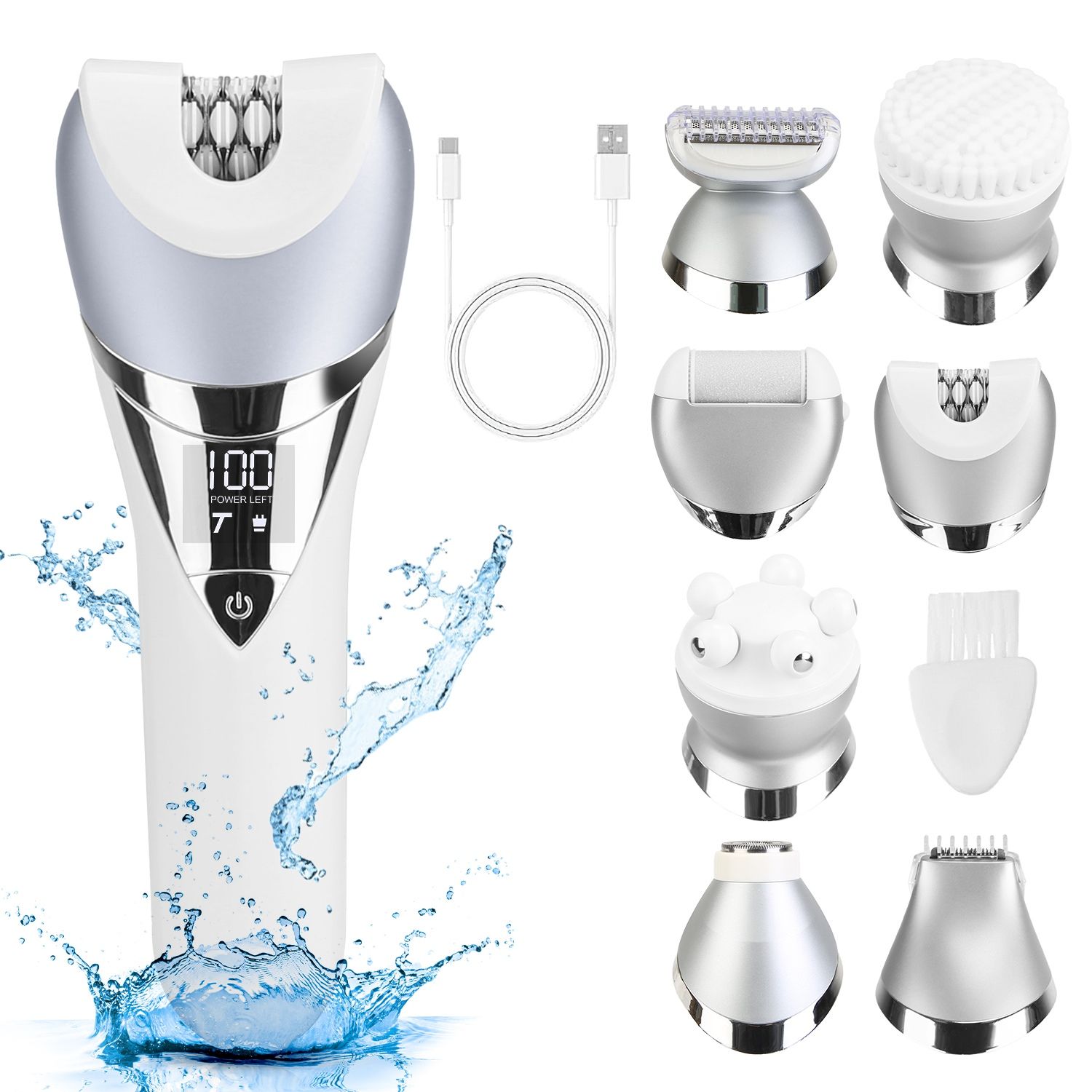 7 In 1 Electric Razor for Women Lady Hair Removal Epilators for Leg Face Arm Bikini Armpit Public Hairs IPX6 Wet and Dry Use Cordless Rechargeable Whole Body Trimmer and Shaver Kit GPCT5353 - Image 12