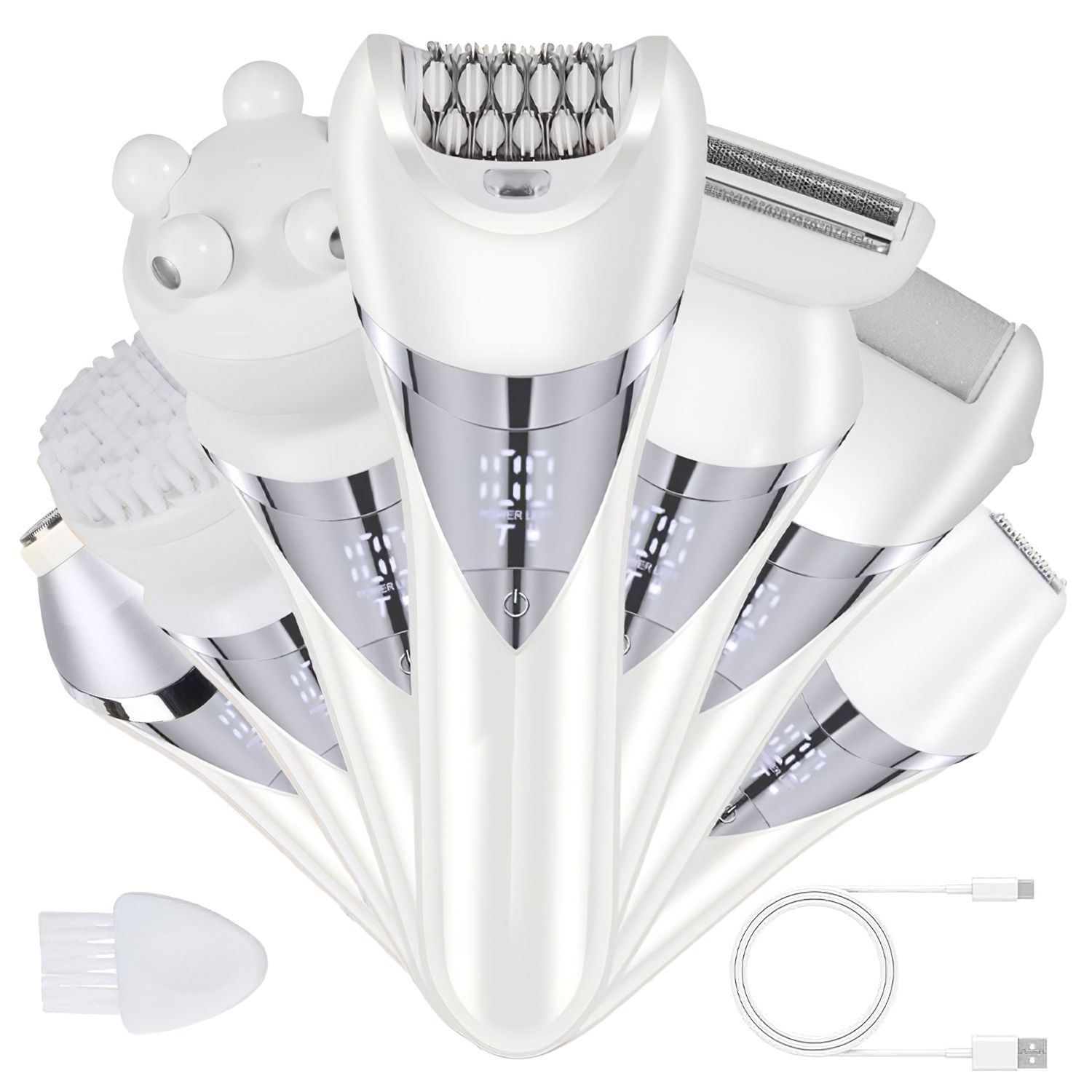 7 In 1 Electric Razor for Women Lady Hair Removal Epilators for Leg Face Arm Bikini Armpit Public Hairs IPX6 Wet and Dry Use Cordless Rechargeable Whole Body Trimmer and Shaver Kit GPCT5353 - Image 13