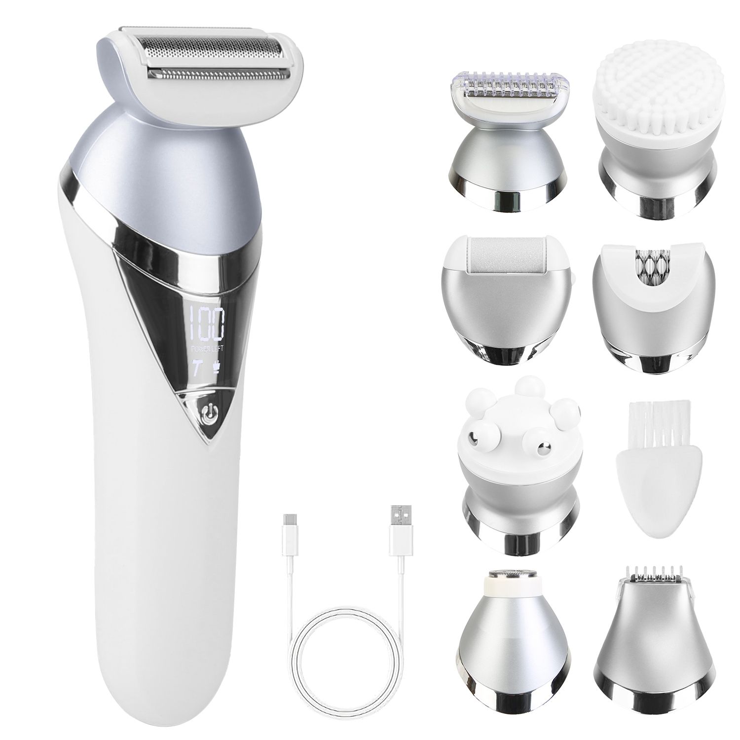 7 In 1 Electric Razor for Women Lady Hair Removal Epilators for Leg Face Arm Bikini Armpit Public Hairs IPX6 Wet and Dry Use Cordless Rechargeable Whole Body Trimmer and Shaver Kit GPCT5353 - Image 14