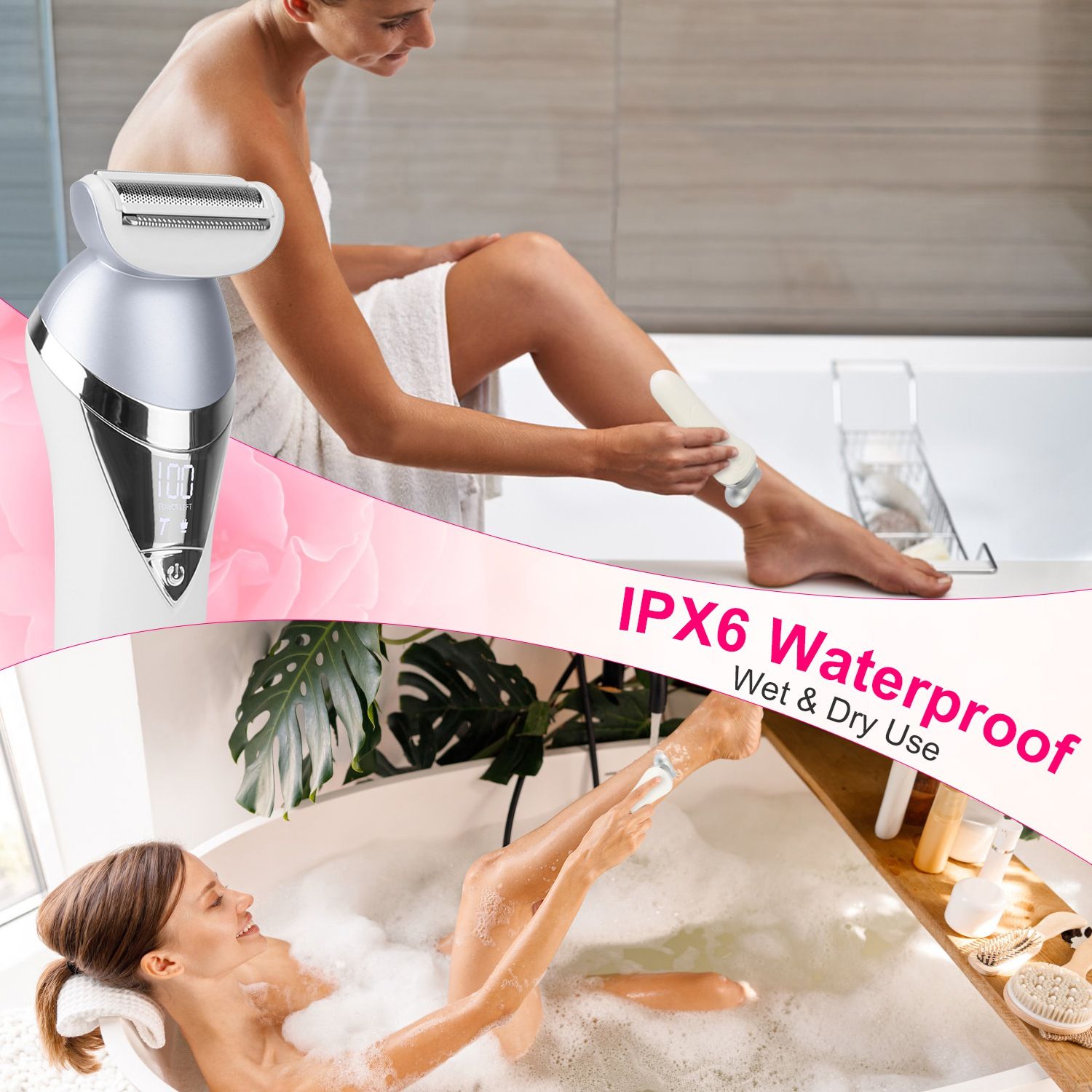 7 In 1 Electric Razor for Women Lady Hair Removal Epilators for Leg Face Arm Bikini Armpit Public Hairs IPX6 Wet and Dry Use Cordless Rechargeable Whole Body Trimmer and Shaver Kit GPCT5353 - Image 5