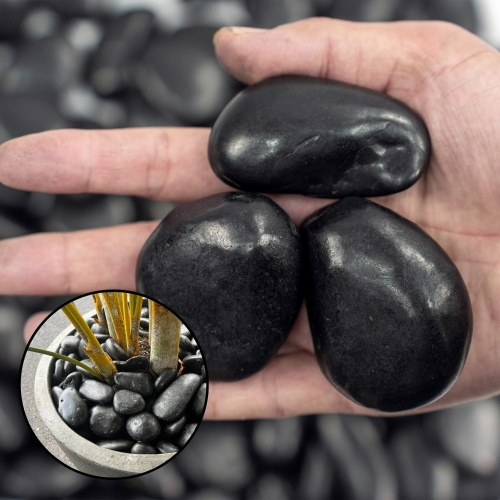 38lbs Black River Rocks, 2-3 inch Polished Pebbles for Plants, Vase Filler, Aquarium, Landscaping, Indoor/Outdoor Decor - Image 8