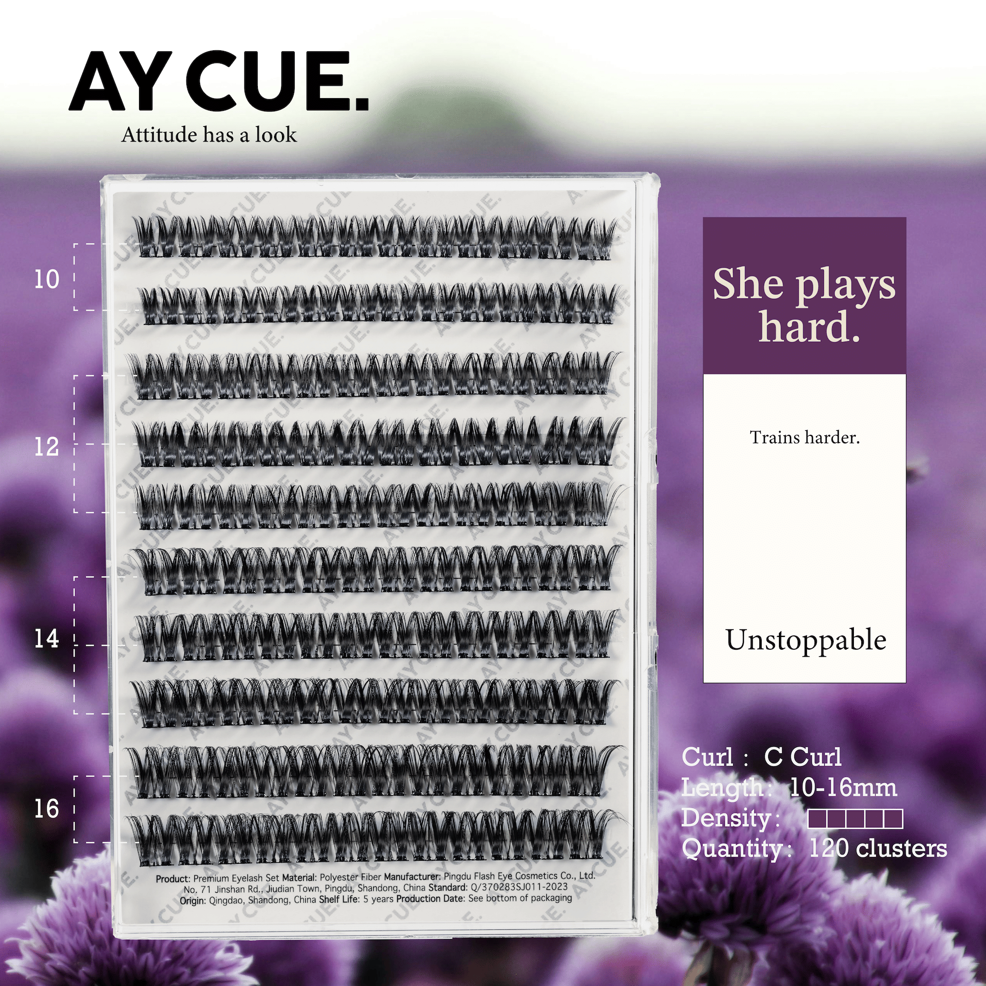 AYCUE #SHE PLAYS HARD# Self-adhesive Lash Clusters C Curl 10-16mm 120 Clusters Glue-free Eyelashes Extensions for Natural Look Easy Application - Image 3