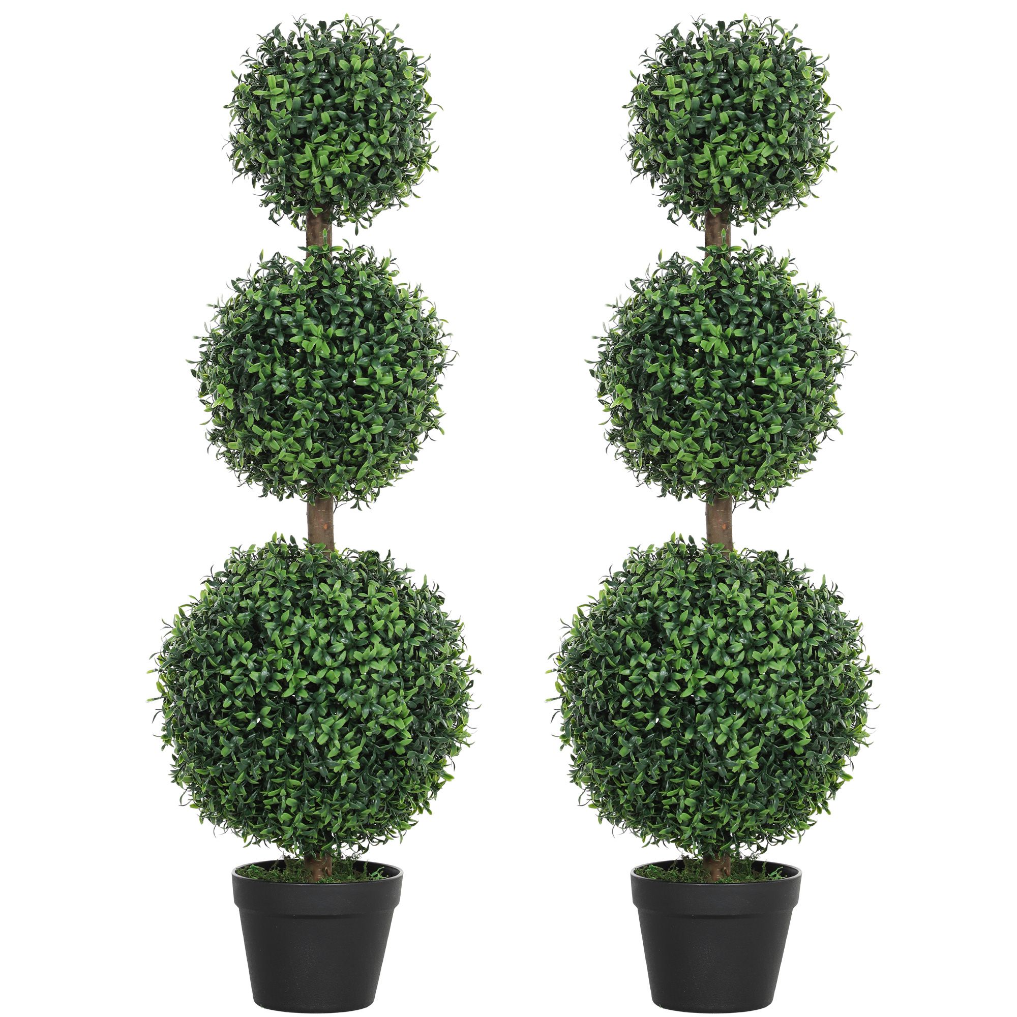 Set of 2 Artificial Ball Boxwood Topiary Trees, Fake Plants in Pot for Indoor Outdoor Living Room Green - Image 11