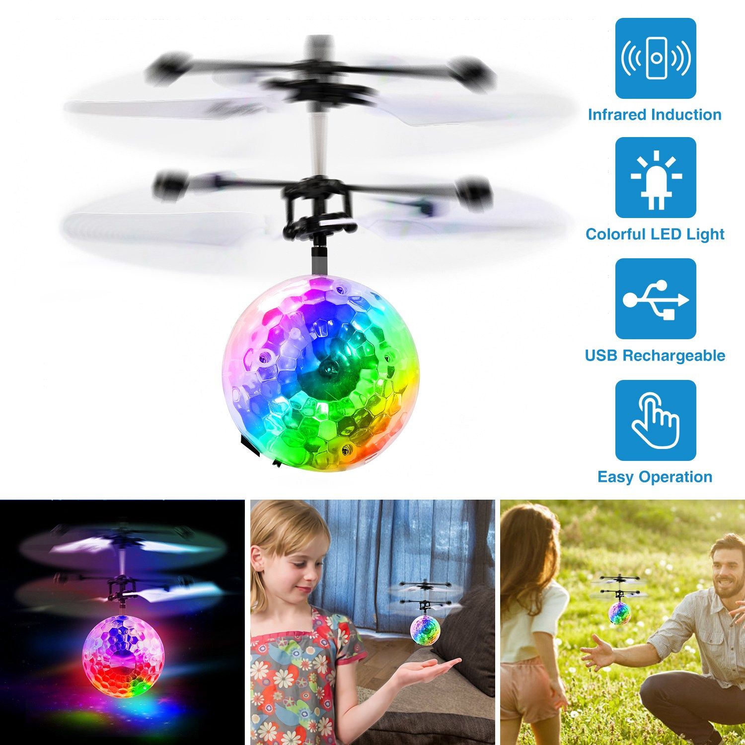 RC Flying Balls Electric Infrared Induction Drone Helicopter Ball LED Light Kids Flying Toy - Image 6