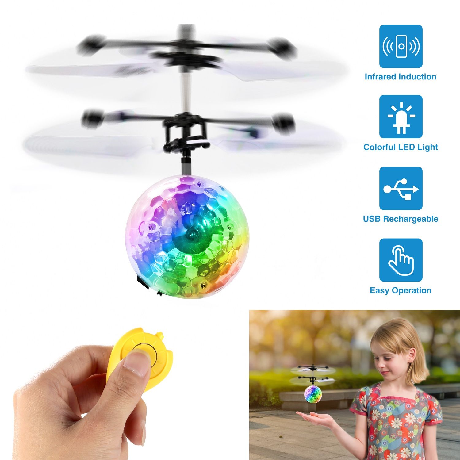 RC Flying Balls Electric Infrared Induction Drone Helicopter Ball LED Light Kids Flying Toy - Image 7