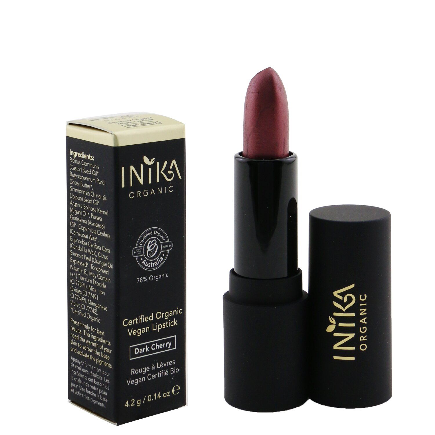 INIKA ORGANIC - Certified Organic Vegan Lipstick - # Dark Cherry INLS023 / 030056 4.2g/0.14oz - Image 2