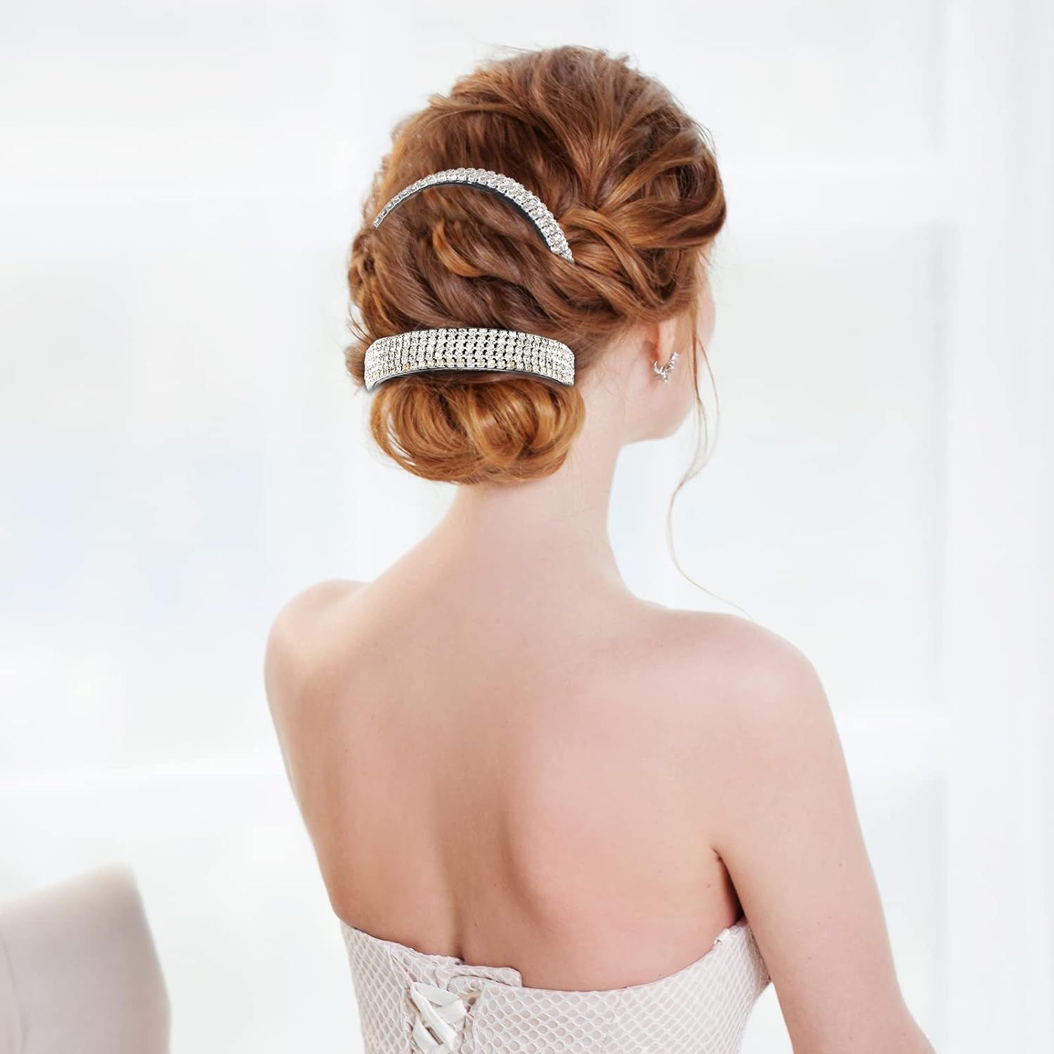 4 Pack Rhinestone Hair Bun Accessories Hair Styling Clips Birds Nest Hair Clip - Image 3