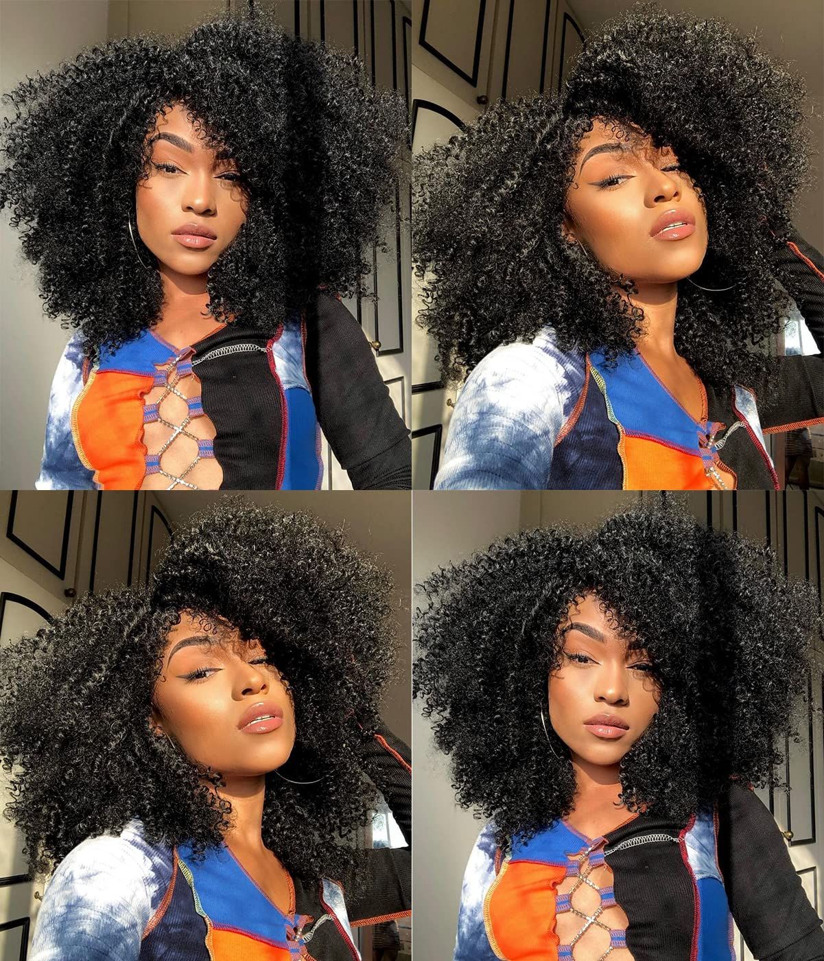 15Inch Curly Wigs for Black Women Afro Bomb Curly Wig - Image 34