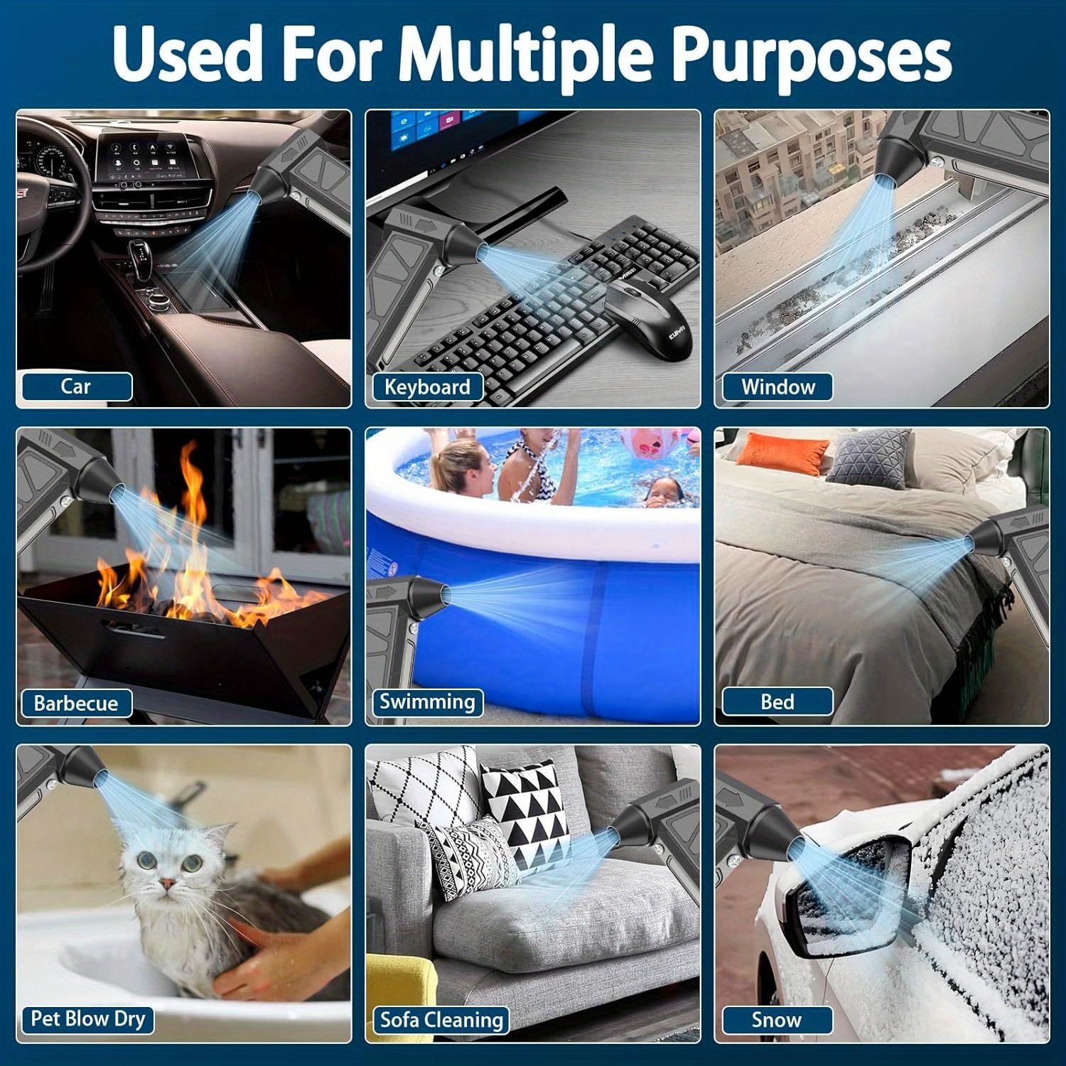 Portable Mini Turbo Strong Airflow Fan - Rechargeable Camping Travel USB Fan, Handheld USB Powered with Type-C Charging for Car Interior Care & Electronics Cleaning, Rechargeable Camping Fan Lithium B - Image 8