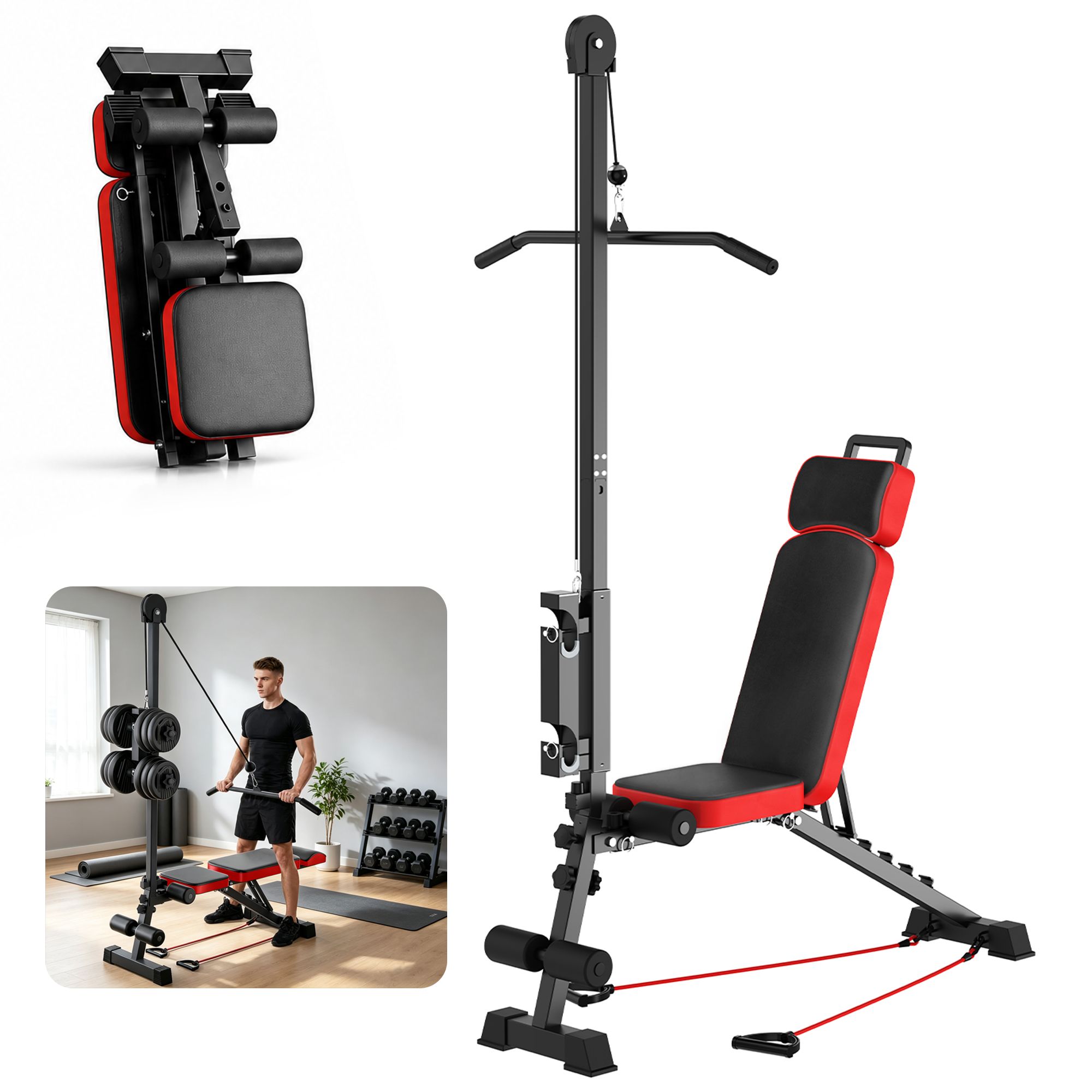 Multi-Functional Weight Bench with Pulley System and Adjustable Backrest - Image 11