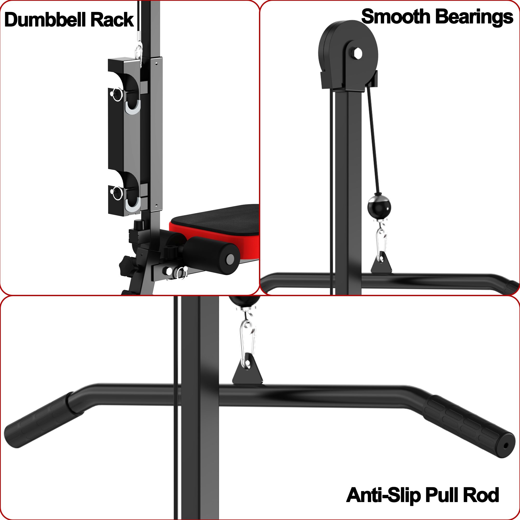 Multi-Functional Weight Bench with Pulley System and Adjustable Backrest - Image 4