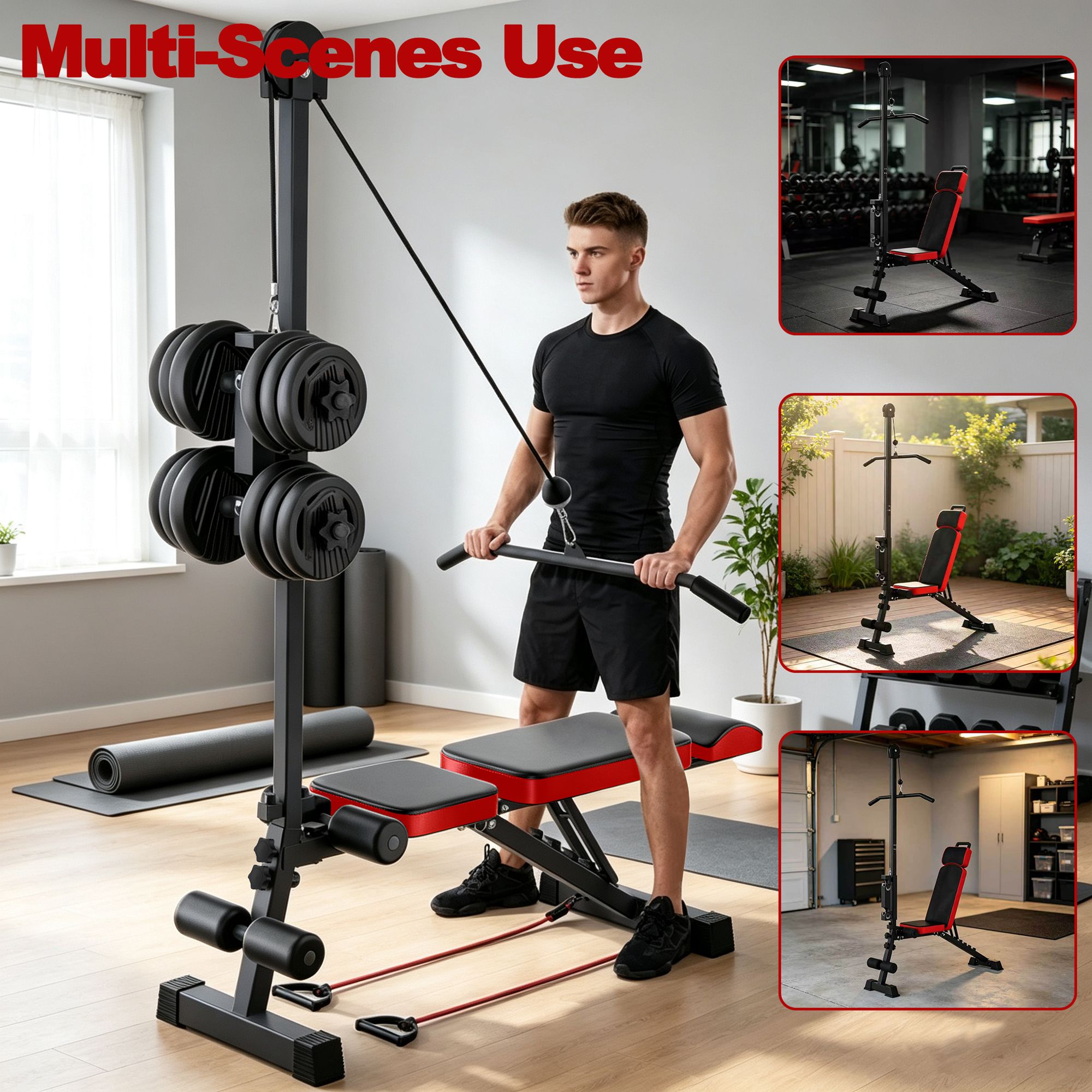 Multi-Functional Weight Bench with Pulley System and Adjustable Backrest - Image 7