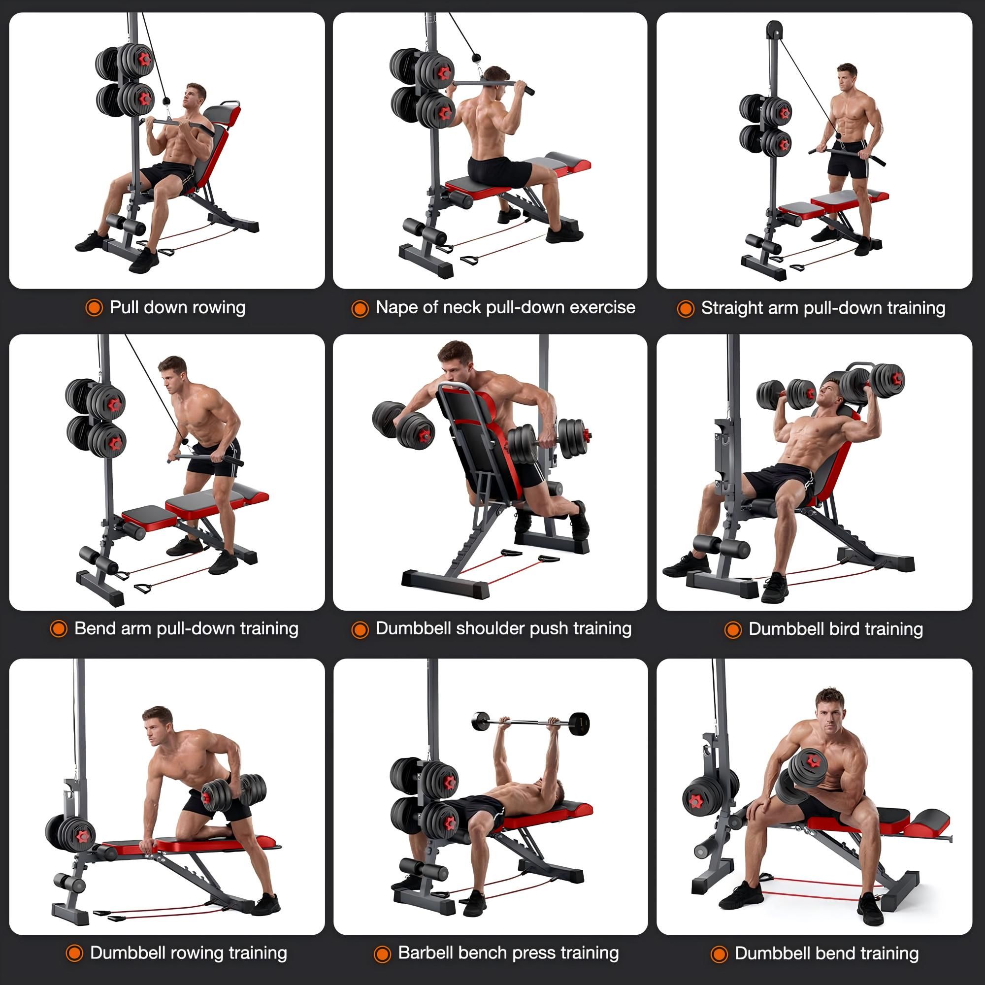 Multi-Functional Weight Bench with Pulley System and Adjustable Backrest - Image 8