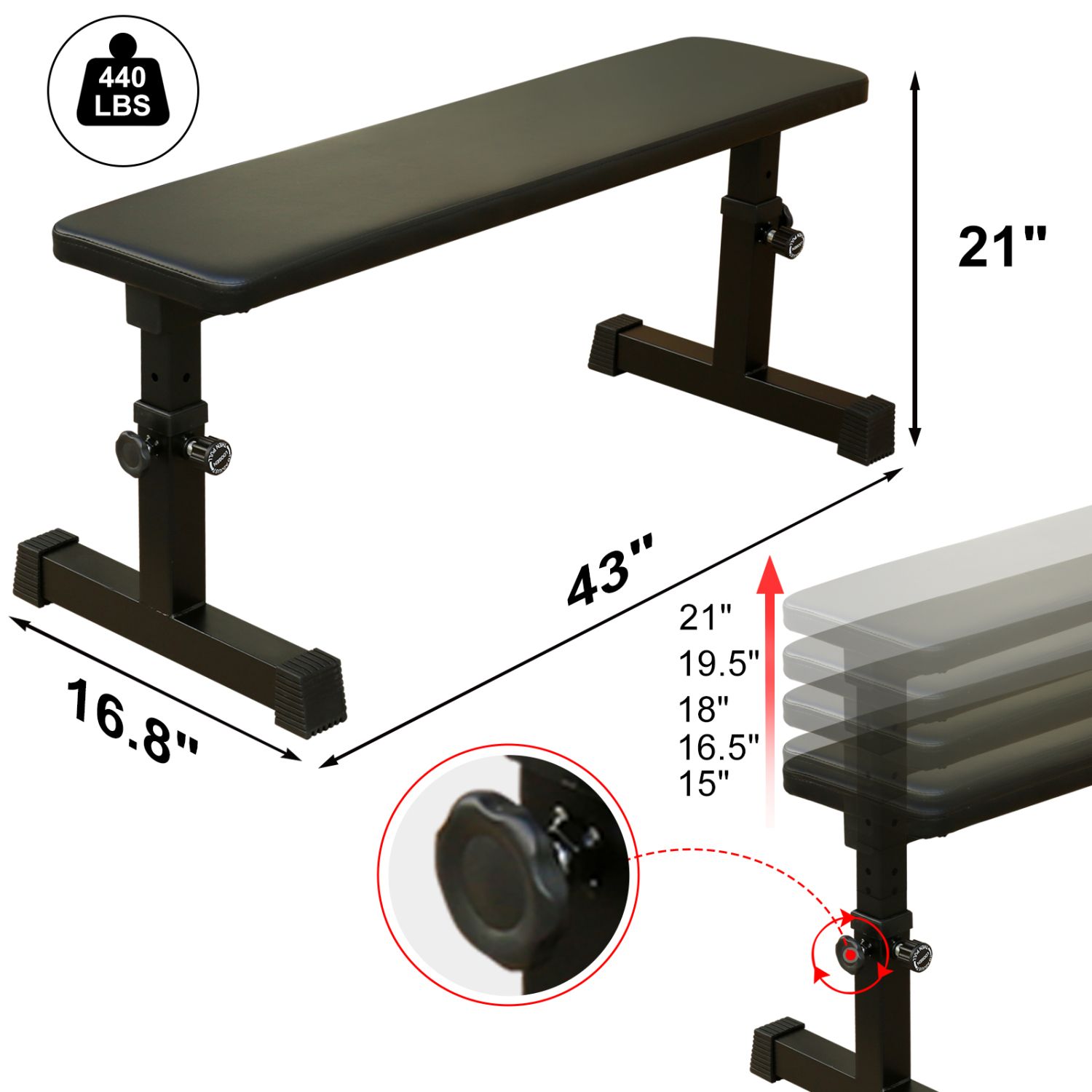 THE Flat Weight Bench for Strength Training W/ 5-Level Adjustable Height - Image 2