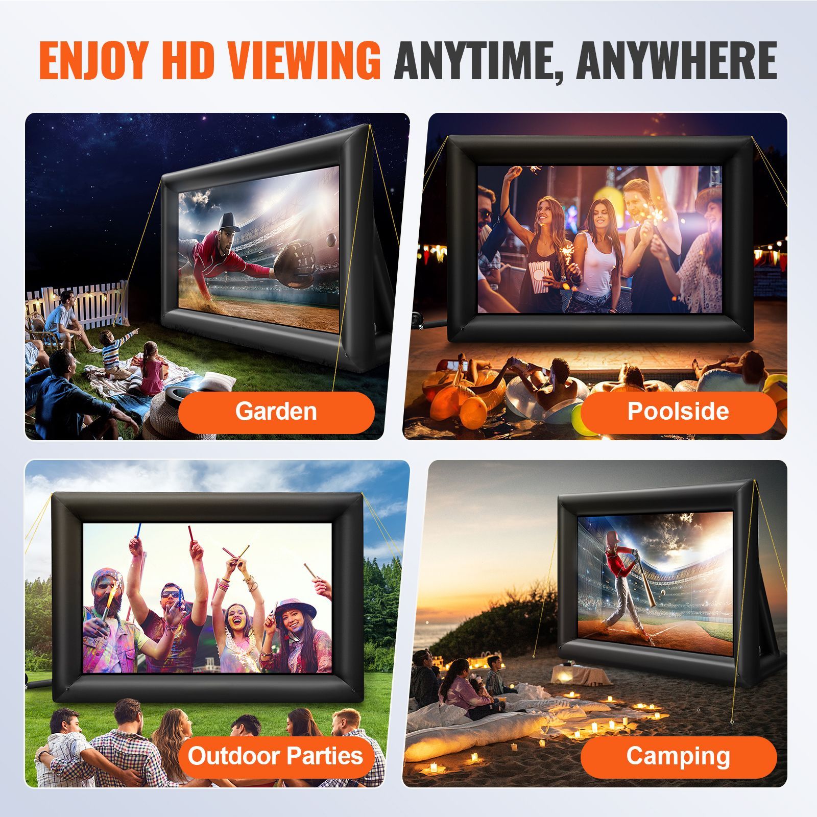 Inflatable Movie Screen 20FT Inflatable Projector Screen for outside with 350W Air Blower Inflatable Screen Oxford Fabric Material Blow Up Screen for Outdoor Movie Supports Front/Rear Projection - Image 3