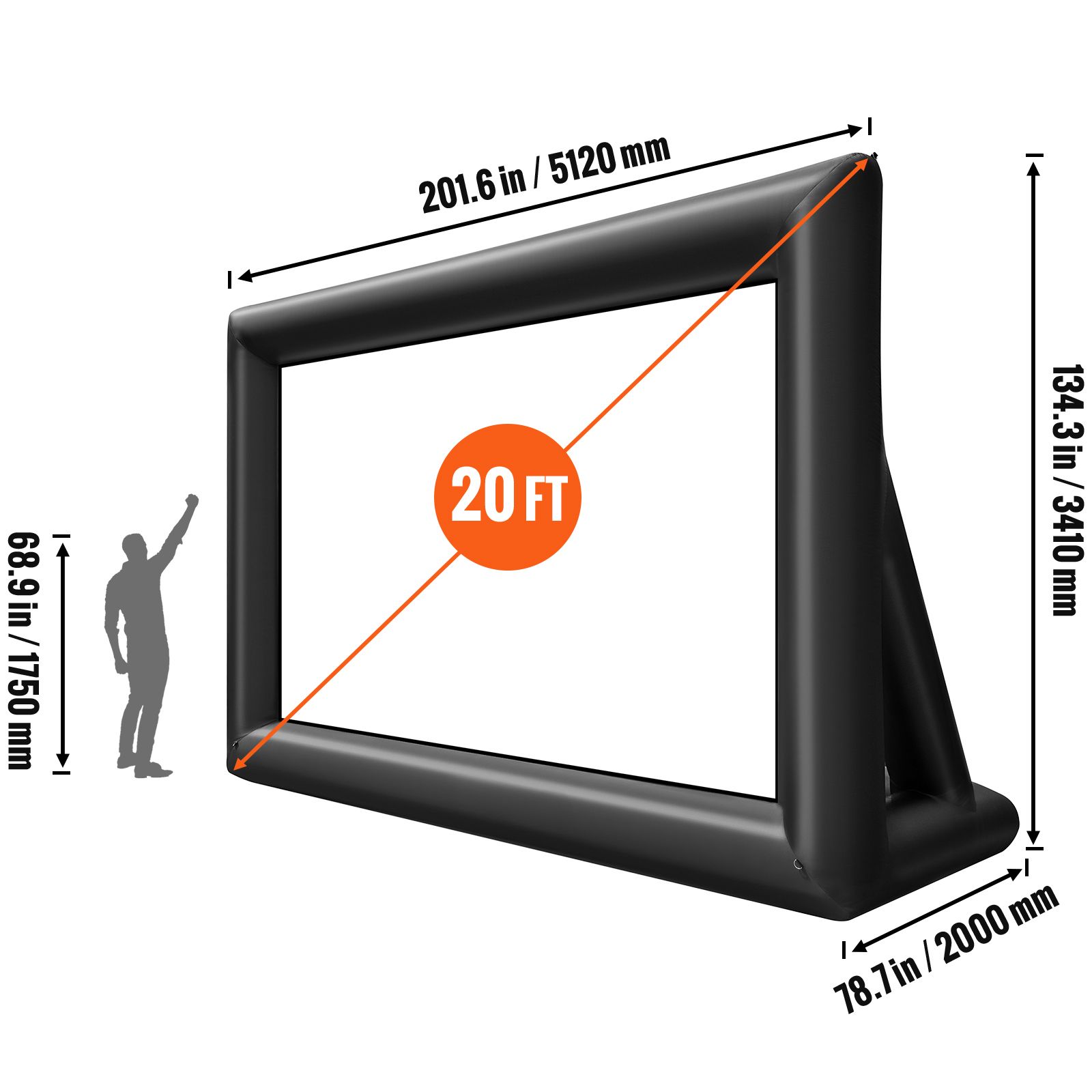 Inflatable Movie Screen 20FT Inflatable Projector Screen for outside with 350W Air Blower Inflatable Screen Oxford Fabric Material Blow Up Screen for Outdoor Movie Supports Front/Rear Projection - Image 6