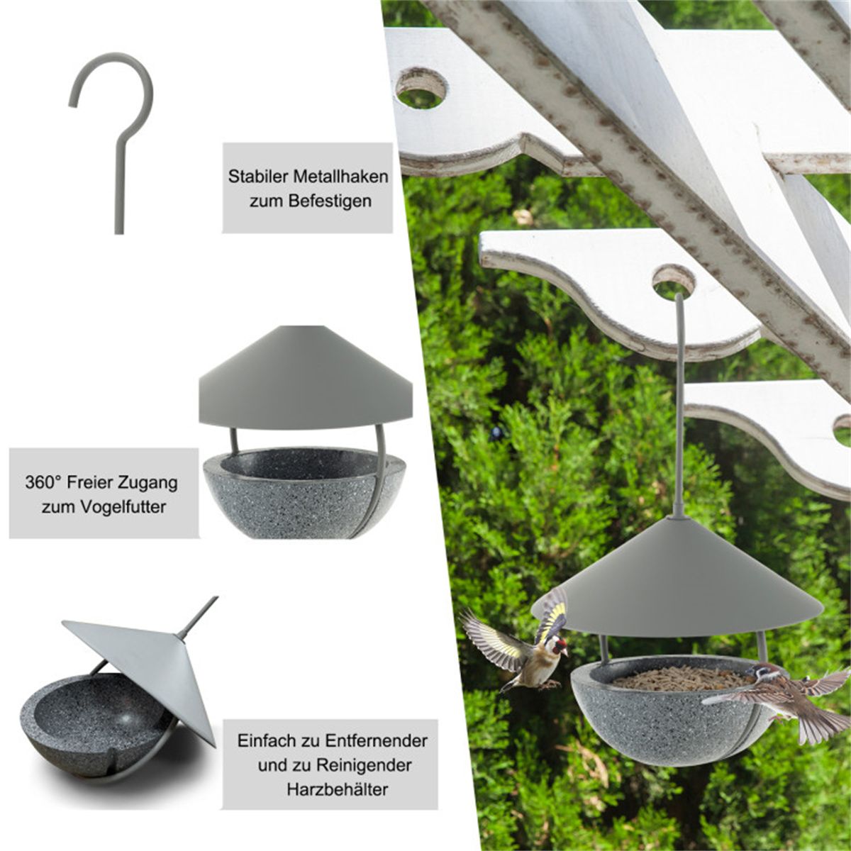 Hanging Bird Feeder with Weatherproof Dome - Image 4