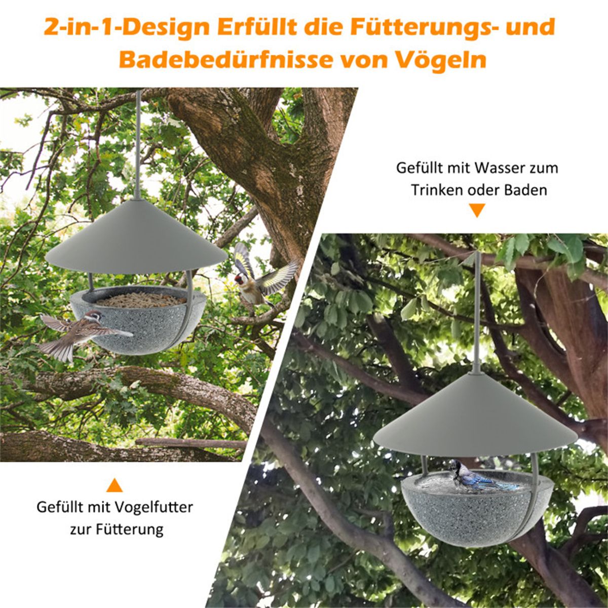 Hanging Bird Feeder with Weatherproof Dome - Image 6